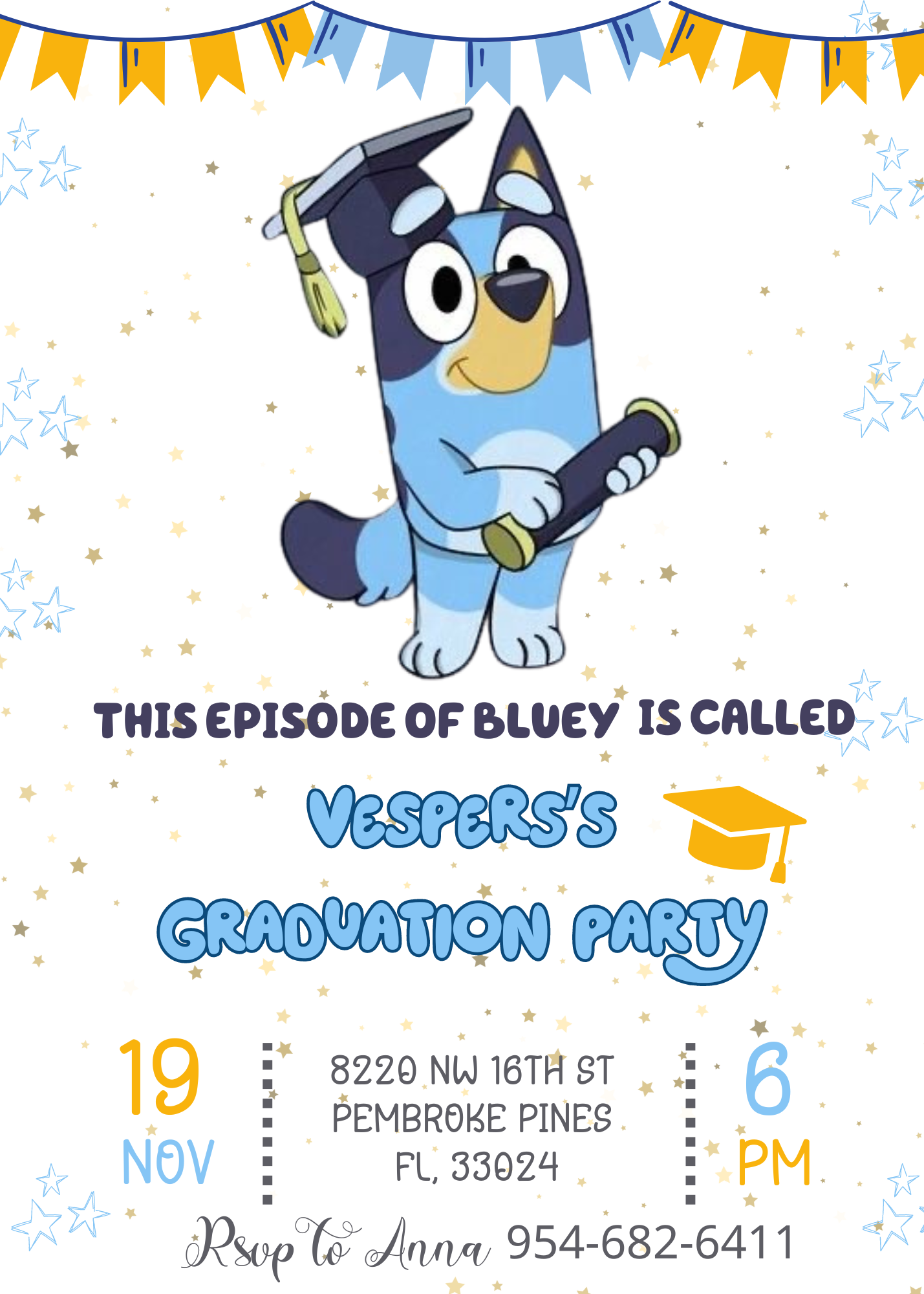 Bluey Bingo Graduation Party Invitation: Celebrate with Bluey's Brightest!