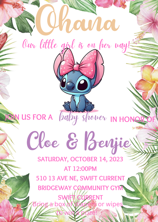 Aloha Ohana: Tropical Stitch Baby Shower Invitation for a Splash of Joy