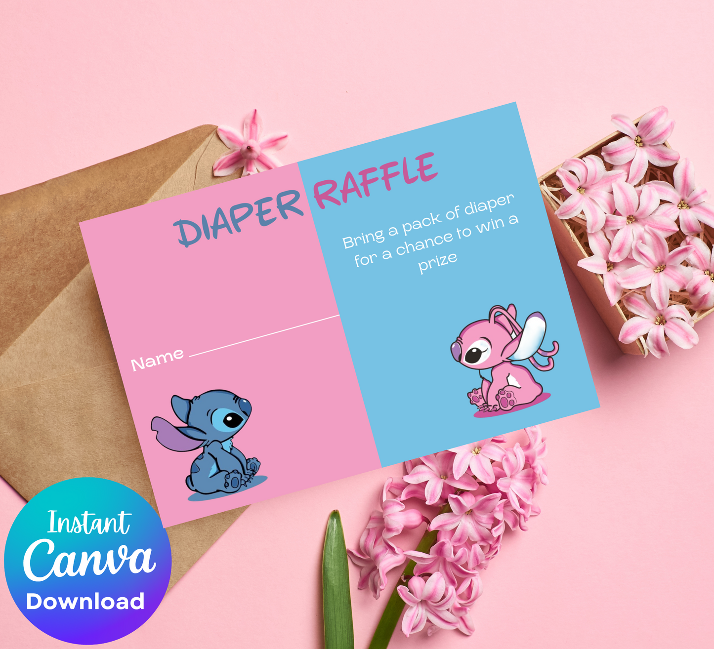 Stitch Gender Reveal Diaper Raffle Wipes Raffle Tickets: Cute & Practical Baby Shower Game