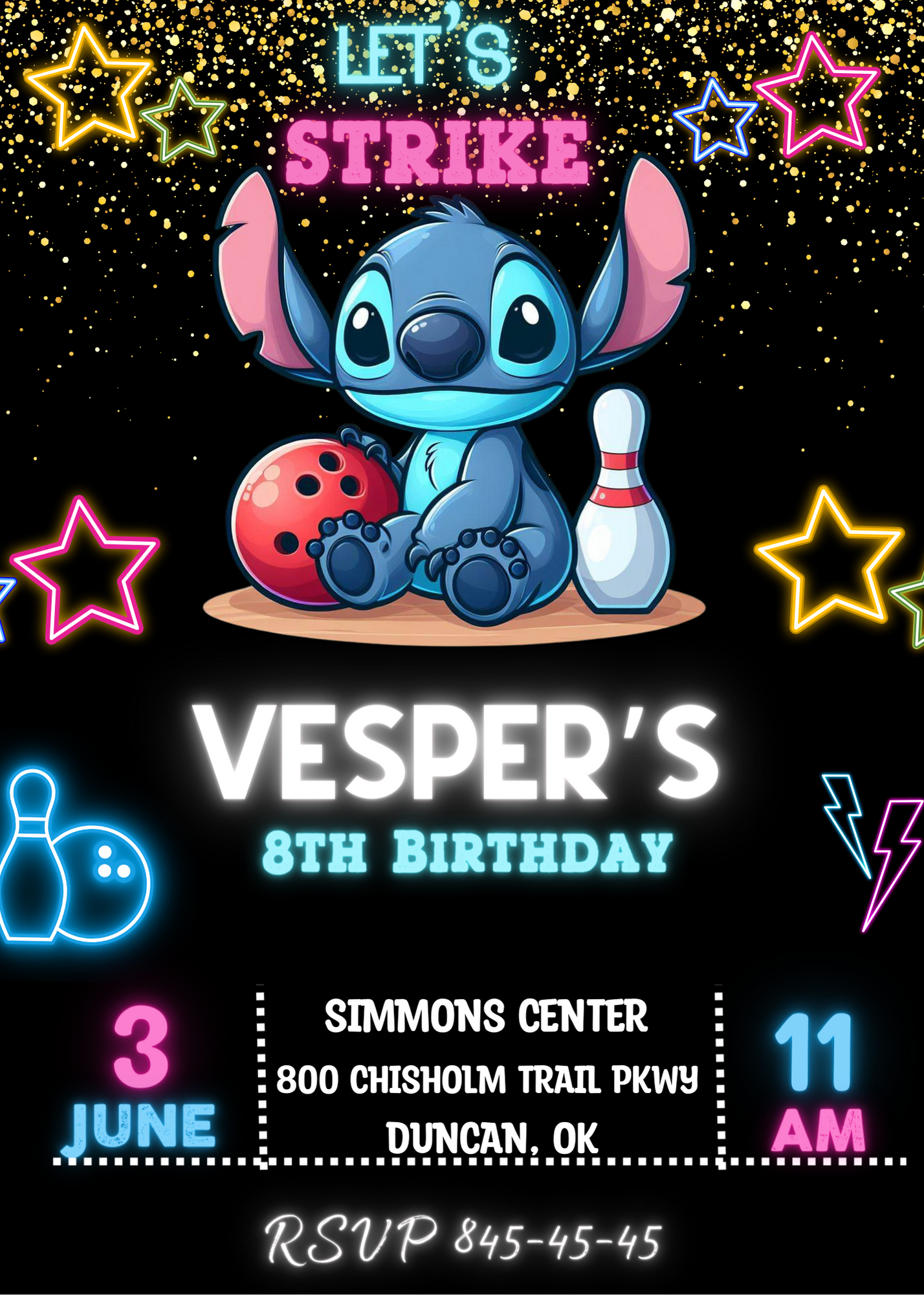 Bowling Bash with Stitch: Fun-filled Birthday Celebration with Our Stitch Bowling Party Invitation