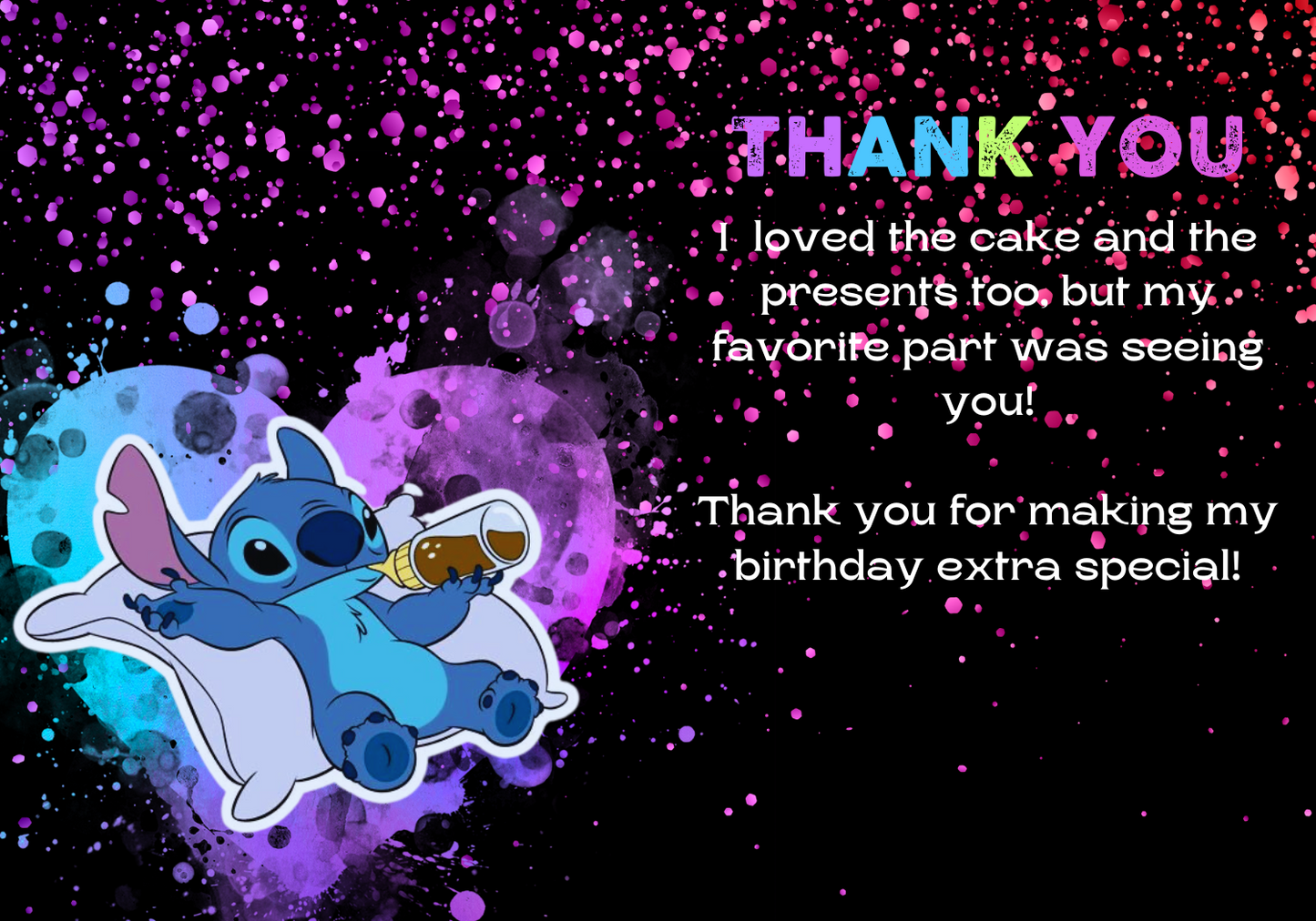 Stitch Neon Sleepover Birthday Invitation  Thank You Card Template: Editable Canva Birthday Invite, Lilo  Stitch Party Celebration"