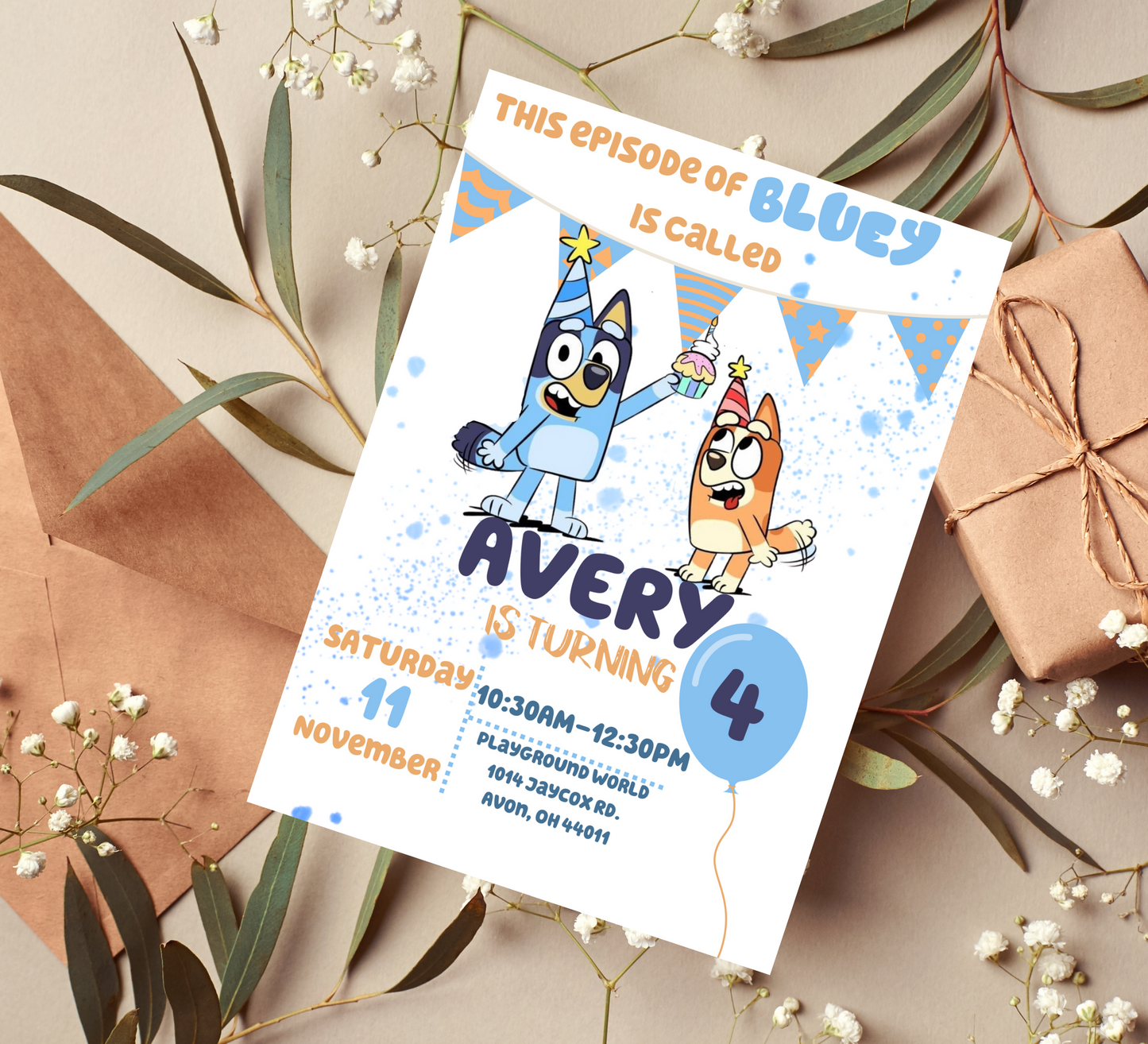 Bluey Birthday Invitation, Bluey & Bingo Birthday Invite, Digital Editable Bluey Template, Kids Birthday Invite, Digital Bluey Template