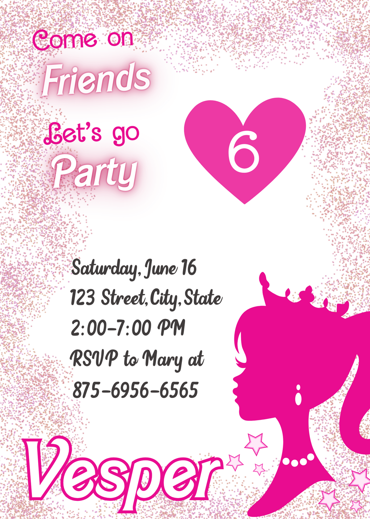 Barbie Pink Birthday Party Invitation | Girly Barbie Doll Theme | Printable Invite for Girls"