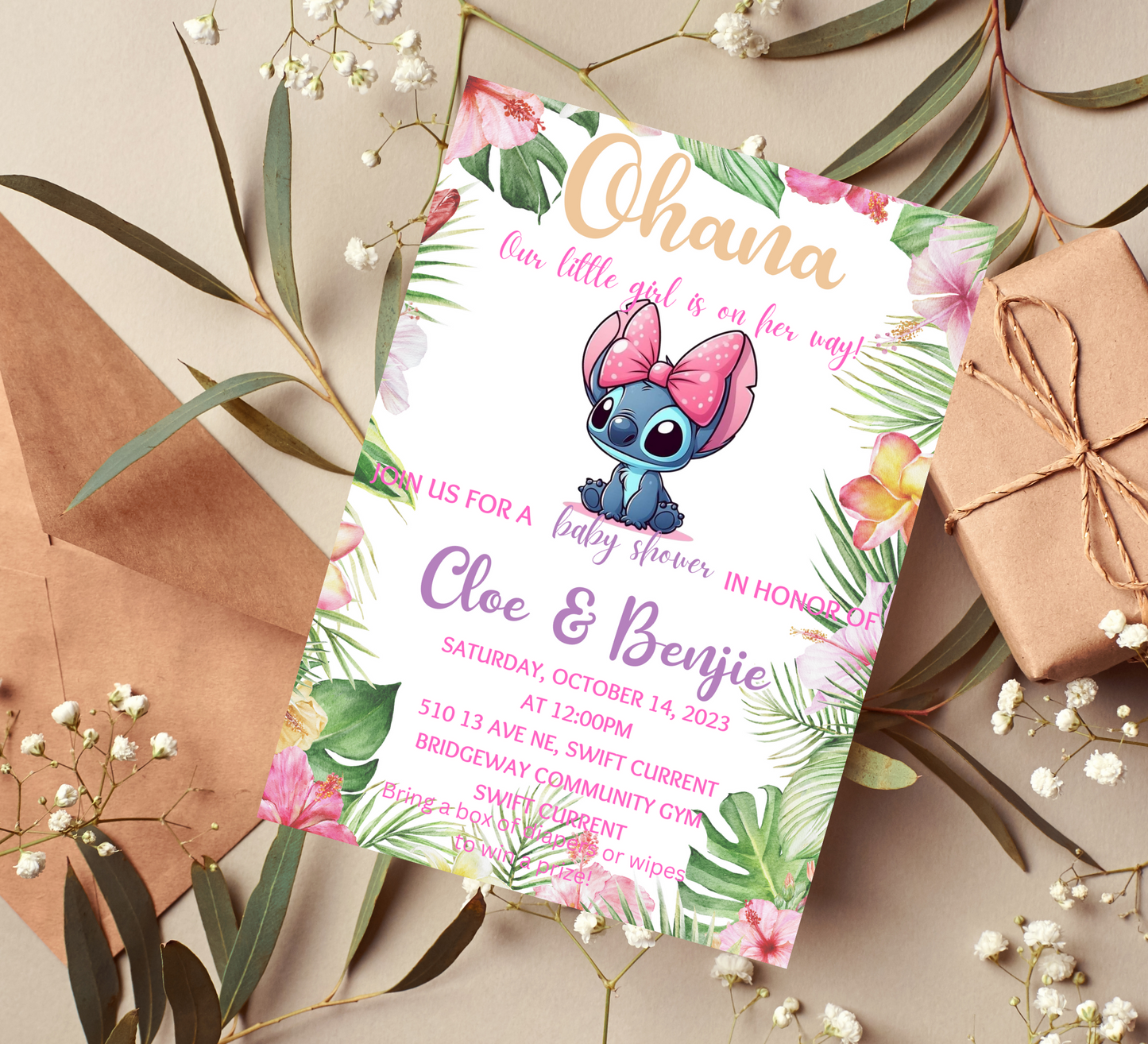 Aloha Ohana: Tropical Stitch Baby Shower Invitation for a Splash of Joy