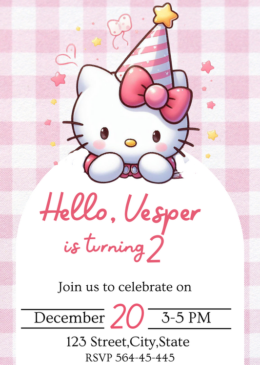 Hello Kitty Pink Birthday Invitation: A Purrrfect Celebration!