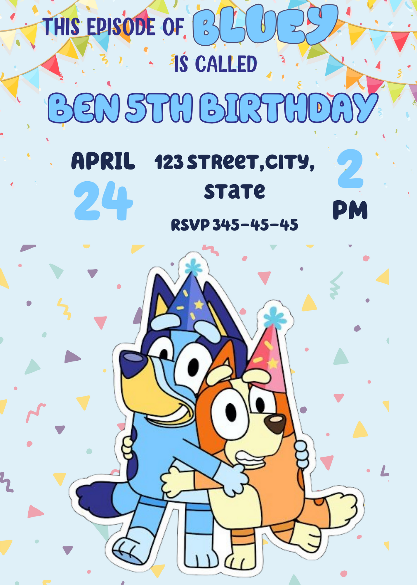 Birthday Invitation Template For Kids - Bluey Birthday Party - Bluey and Bingo - Editable Template - Instant Download - Custom invites