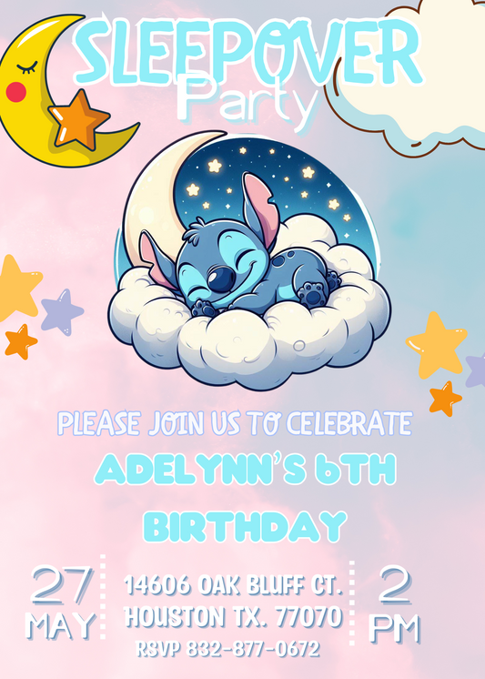 Stitch Sleepover Birthday Invitation | Lilo & Stitch Party Invite | Fun and Vibrant Sleepover Theme