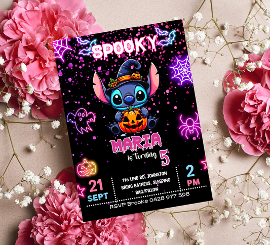 Halloween Lilo & Stitch Inspired Invite Halloween Stitch Birthday card Stitch Halloween Birthday Invitation Lilo and Stitch Halloween party