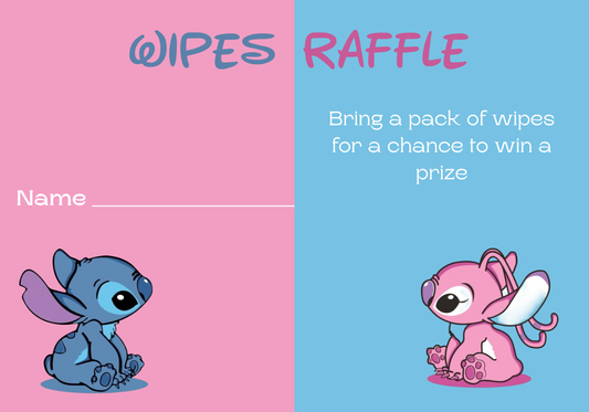 Stitch Gender Reveal Diaper Raffle Wipes Raffle Tickets: Cute & Practical Baby Shower Game