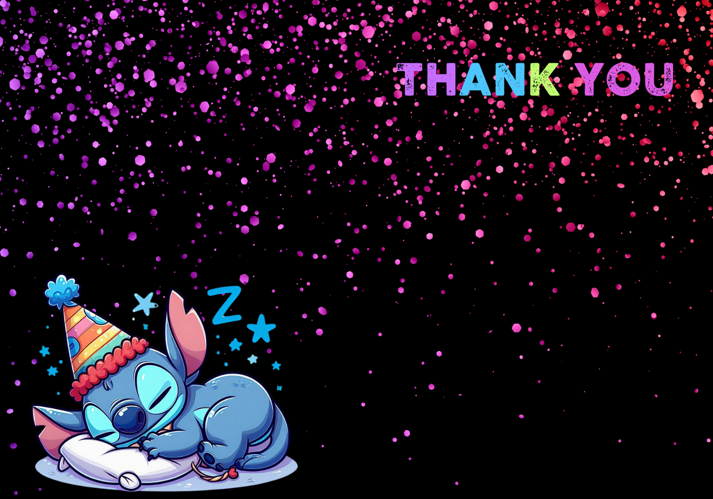 Stitch Sleepover Neon Birthday Thank You Card | Lilo and Stitch Party Appreciation Note | Vibrant and Fun Sleepover Theme