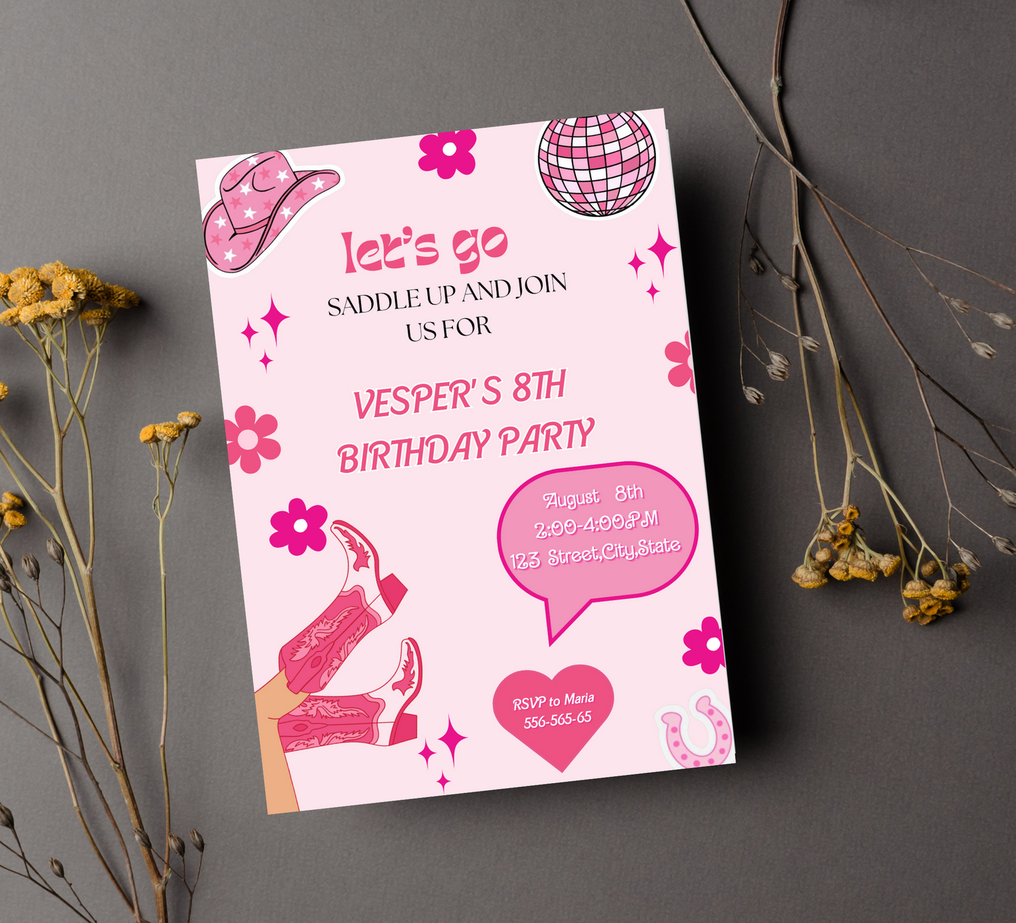 Barbie Pink Cowboy Birthday Invitation: Yeehaw Celebration for Your Little Cowgirl