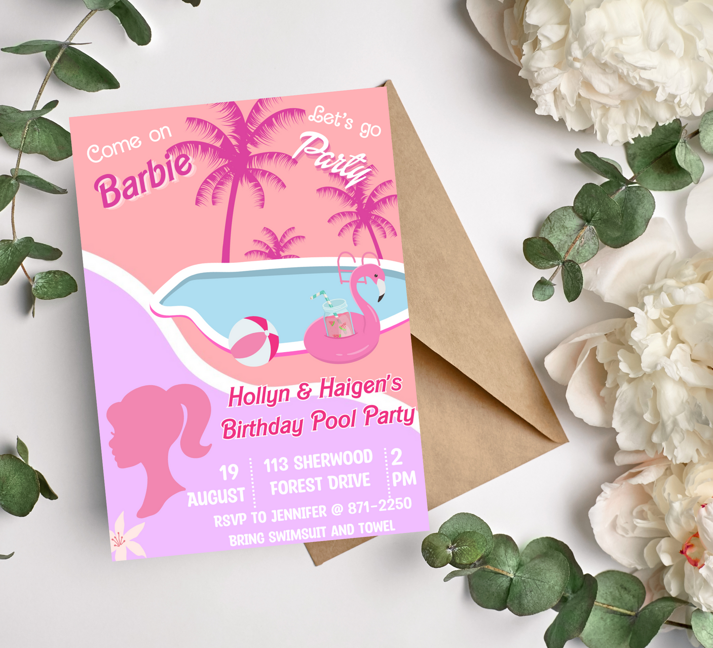 Barbie Pool Birthday Invitation | Splashy Celebration for a Fun-Filled Barbie Themed Pool Party