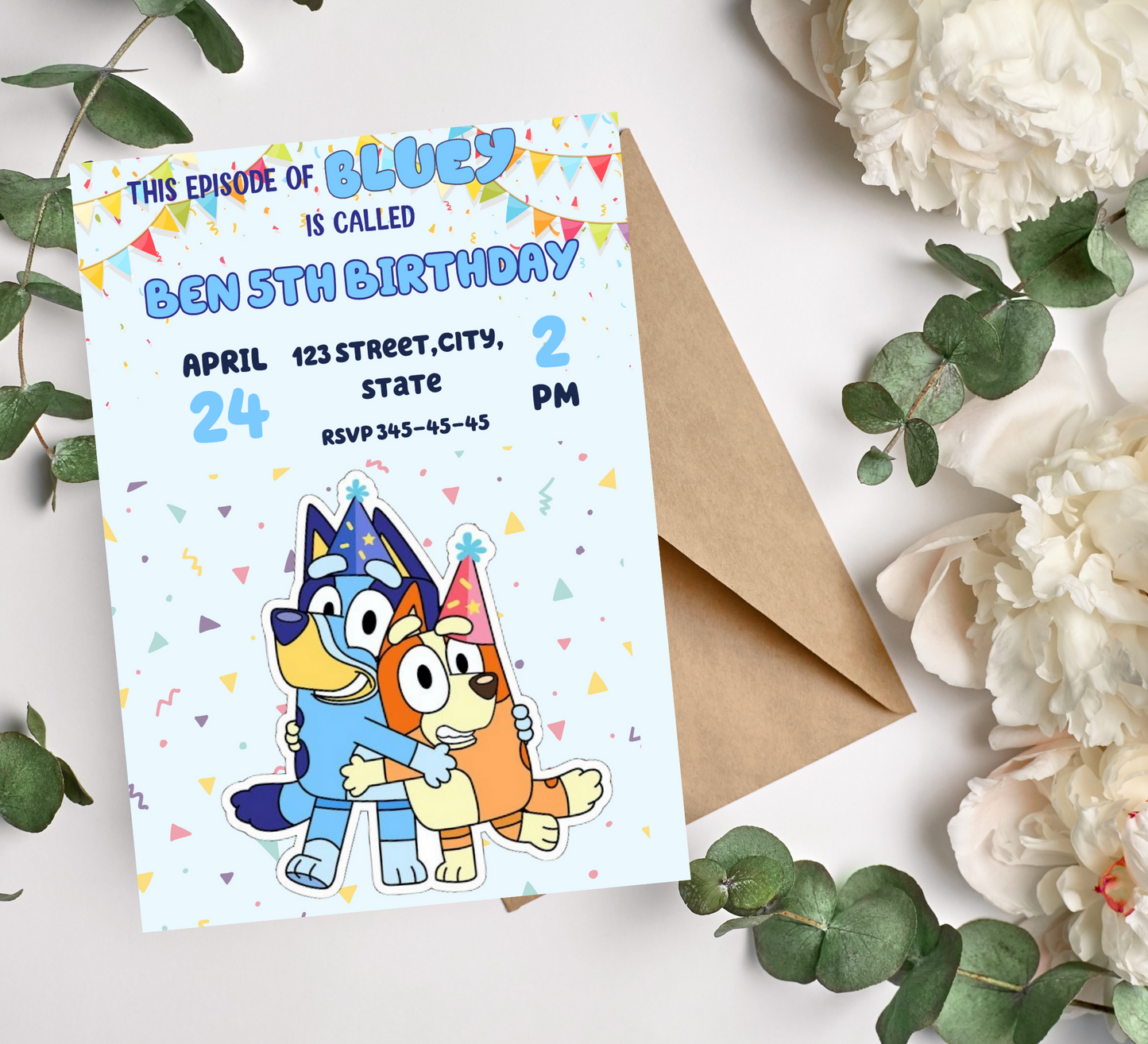 Birthday Invitation Template For Kids - Bluey Birthday Party - Bluey and Bingo - Editable Template - Instant Download - Custom invites