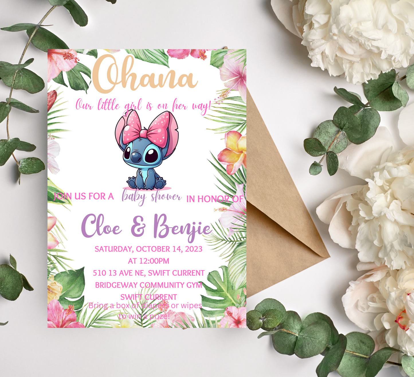 Aloha Ohana: Tropical Stitch Baby Shower Invitation for a Splash of Joy