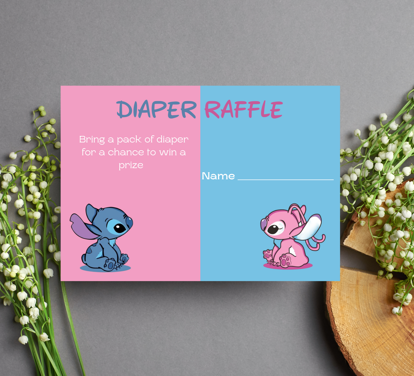 Stitch Gender Reveal Diaper Raffle Wipes Raffle Tickets: Cute & Practical Baby Shower Game