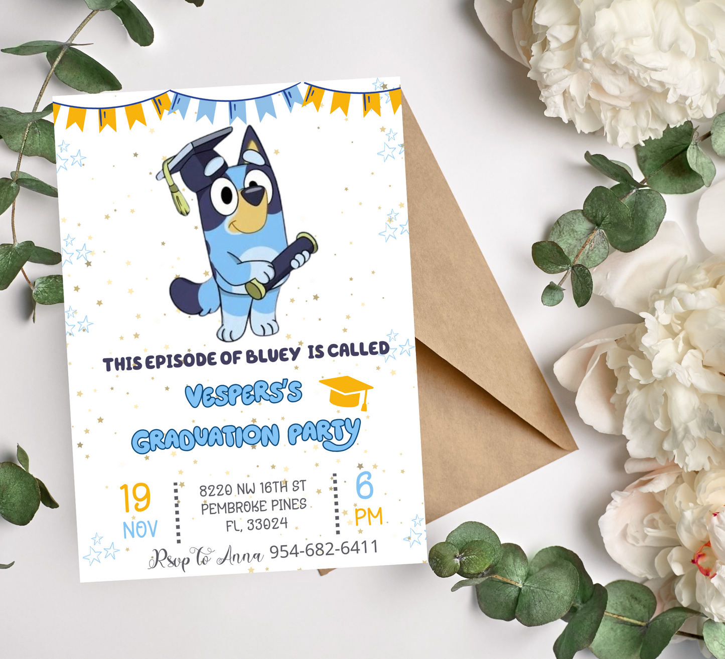 Bluey Bingo Graduation Party Invitation: Celebrate with Bluey's Brightest!