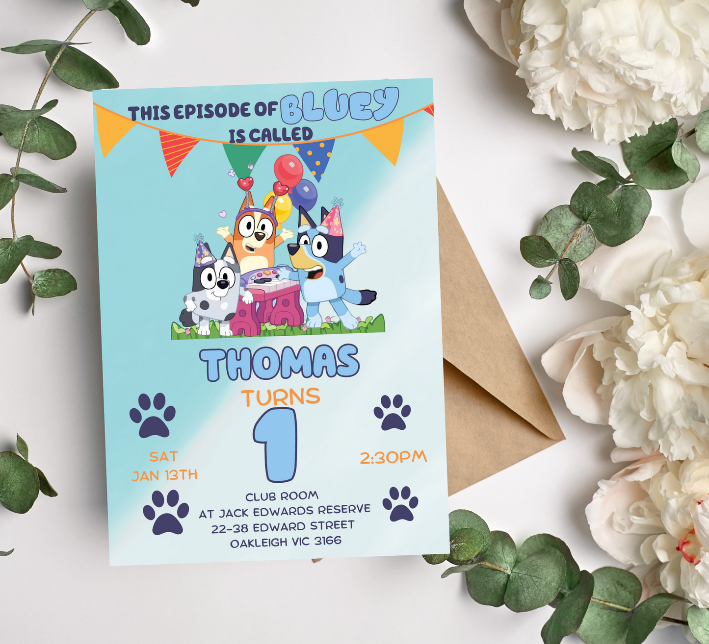 Bluey Birthday Invitation: Heeler Puppy Celebration at Your Fingertips