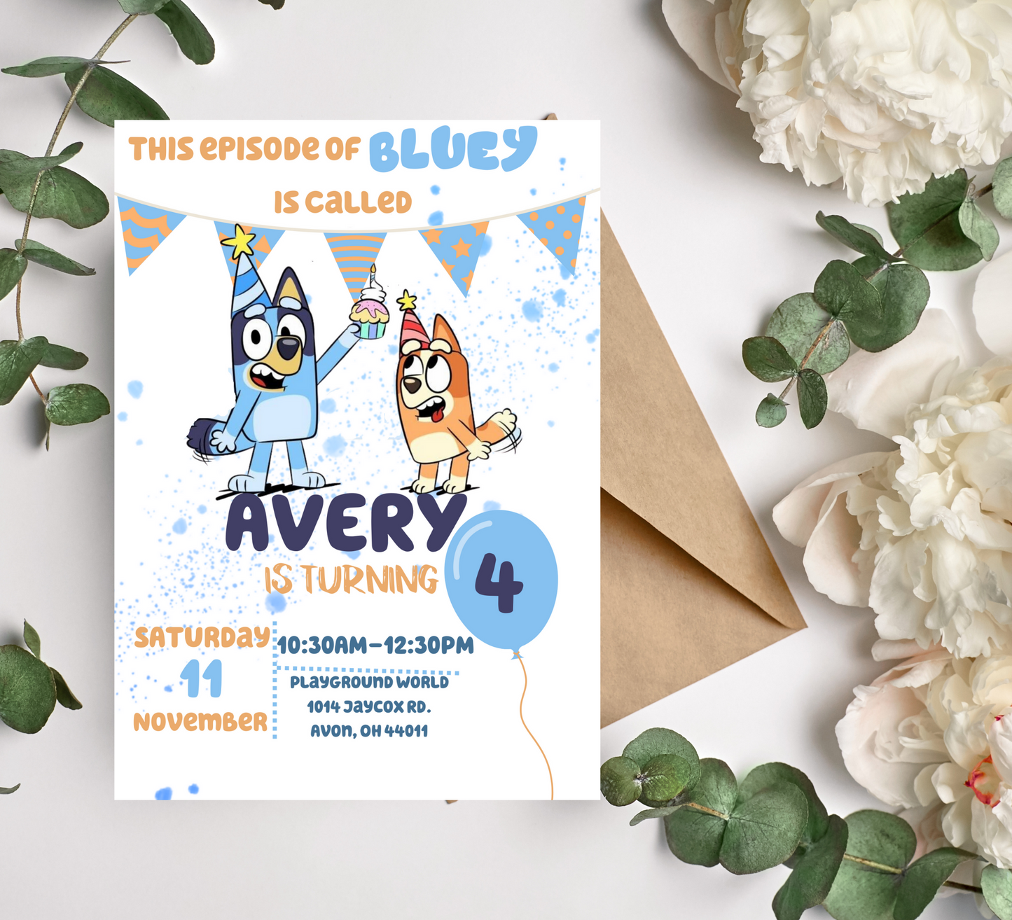 Bluey Birthday Invitation, Bluey & Bingo Birthday Invite, Digital Editable Bluey Template, Kids Birthday Invite, Digital Bluey Template