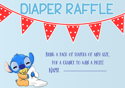 Stitch Baby Shower Diaper Raffle Tickets - Whimsical Party Addition