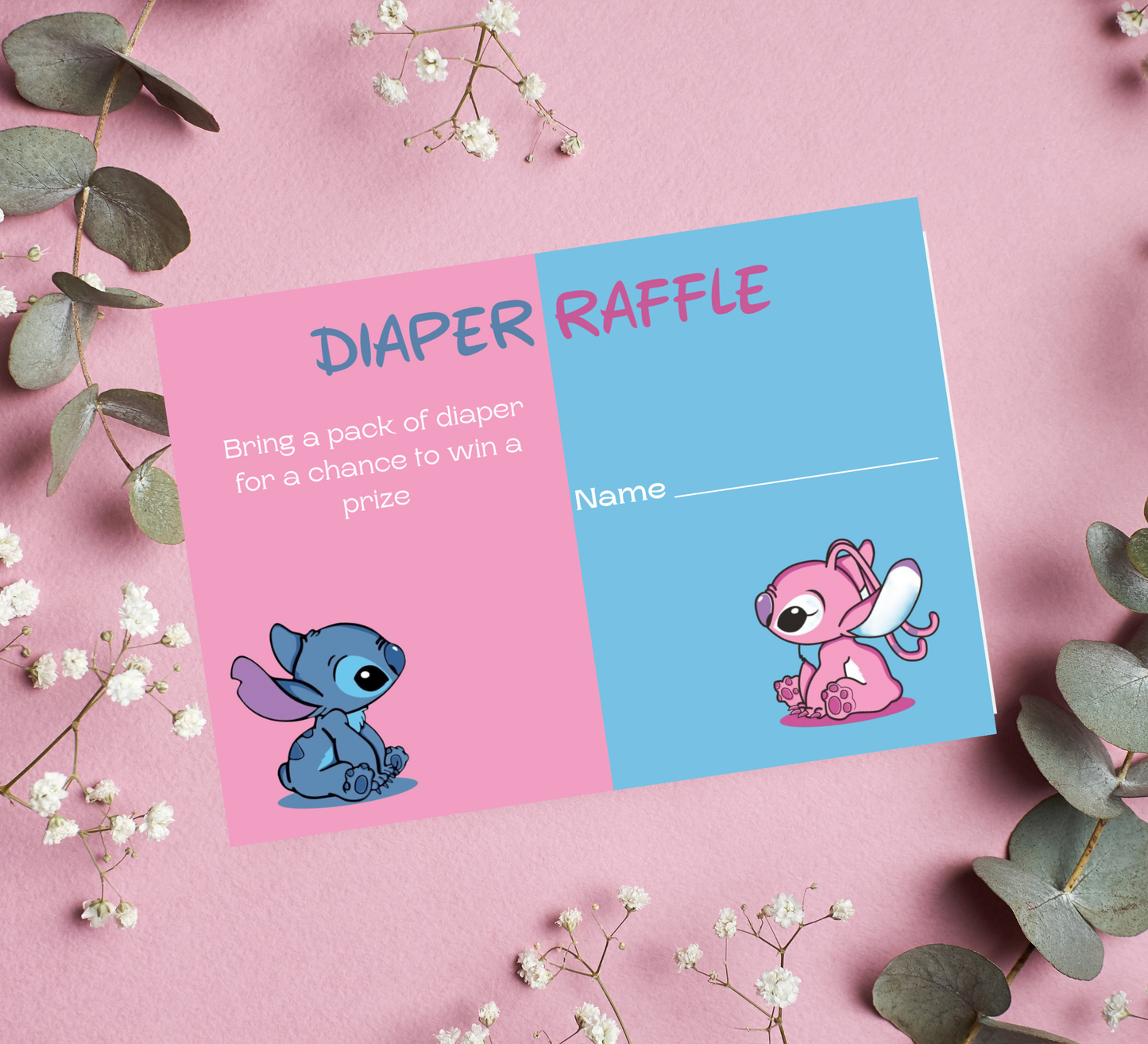 Stitch Gender Reveal Diaper Raffle Wipes Raffle Tickets: Cute & Practical Baby Shower Game