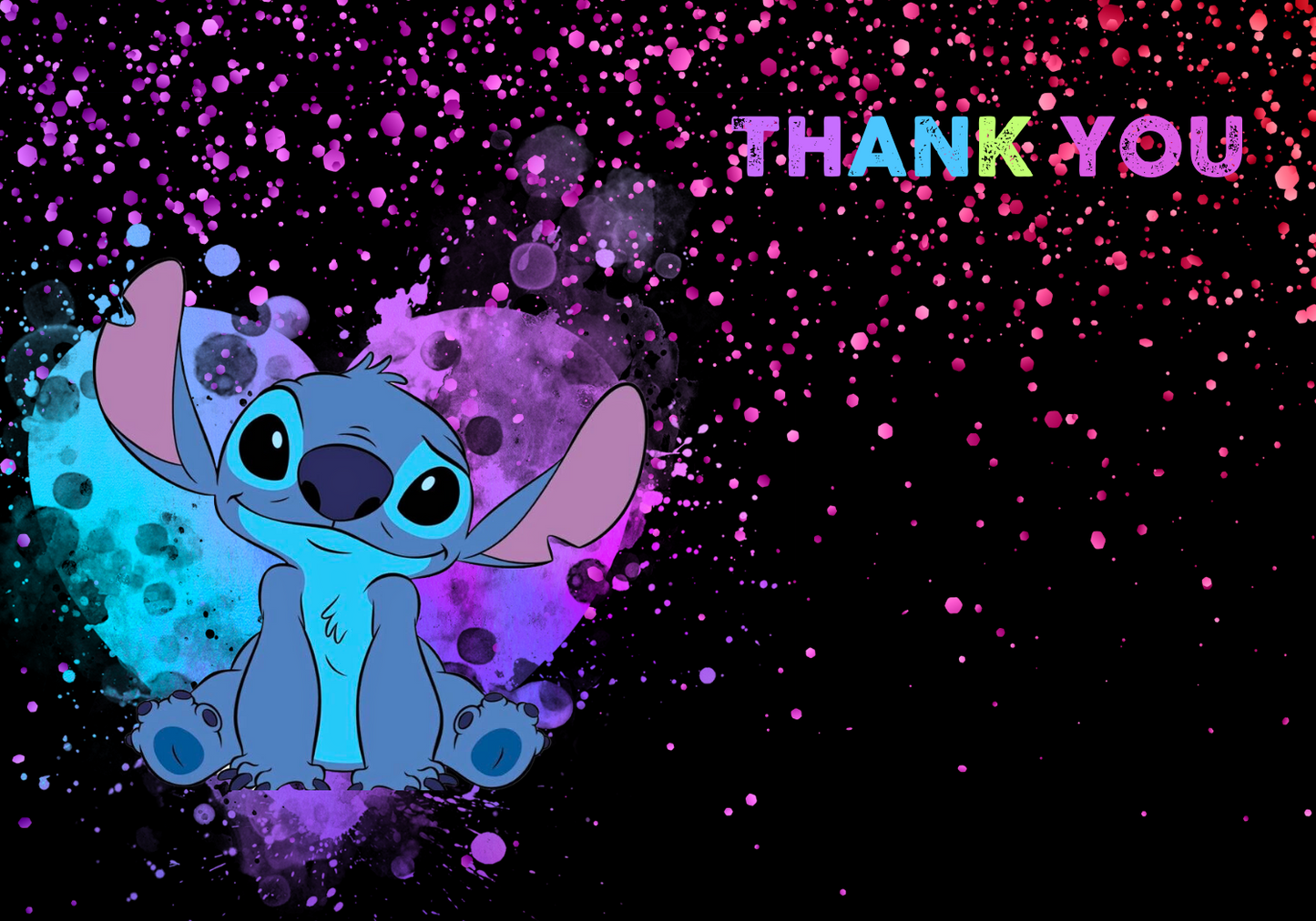 Stitch Neon Birthday Thank You Card | Lilo & Stitch Party Appreciation Note