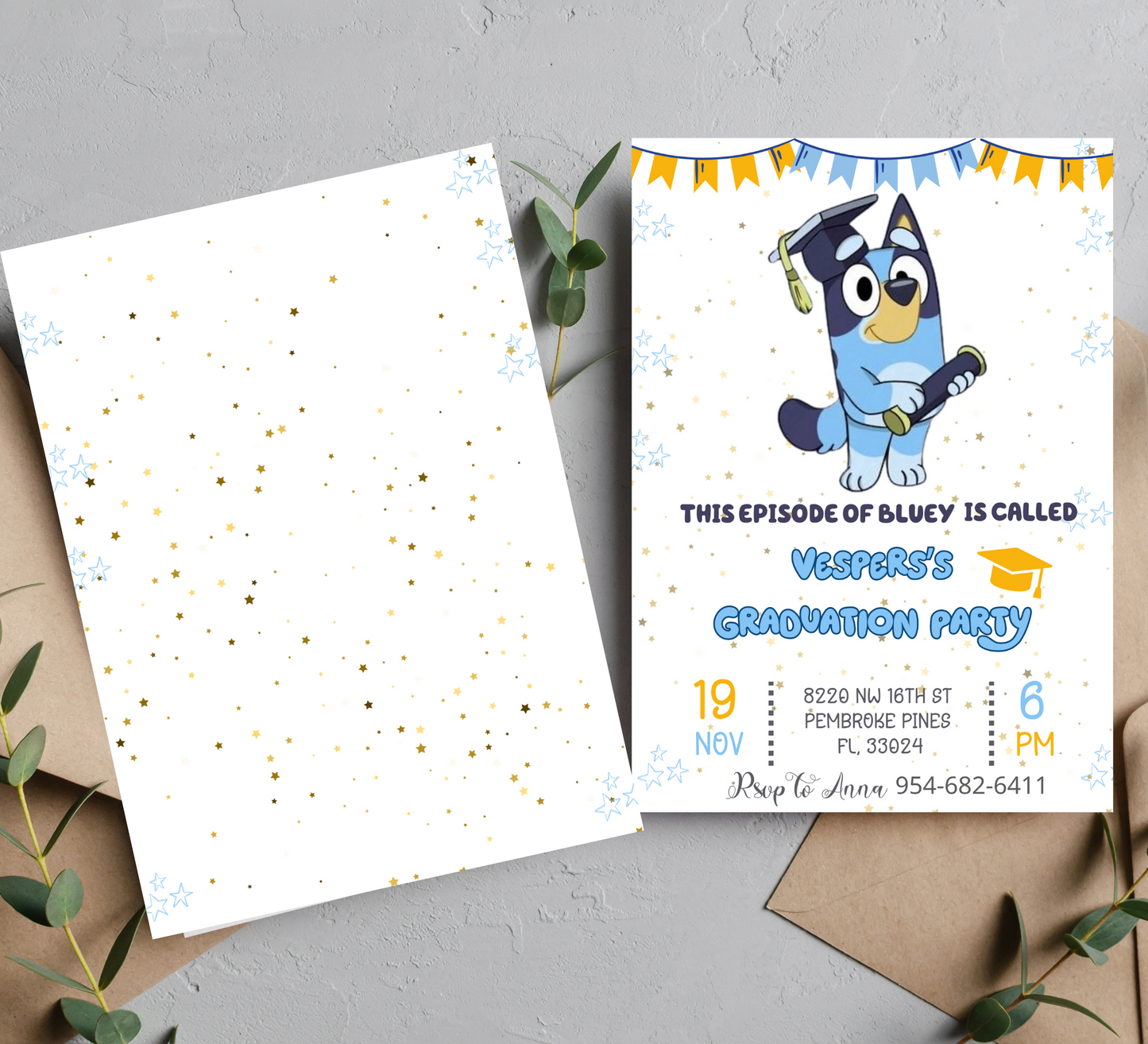 Bluey Bingo Graduation Party Invitation: Celebrate with Bluey's Brightest!