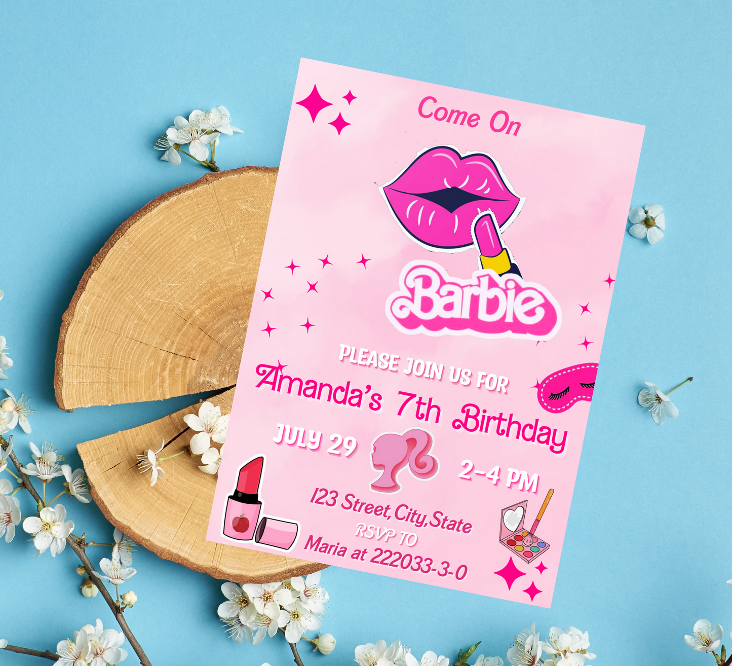 Barbie Spa Makeup Birthday Invitation: Pamper Party with Glamorous Fun for Barbie Fans and Fashionistas