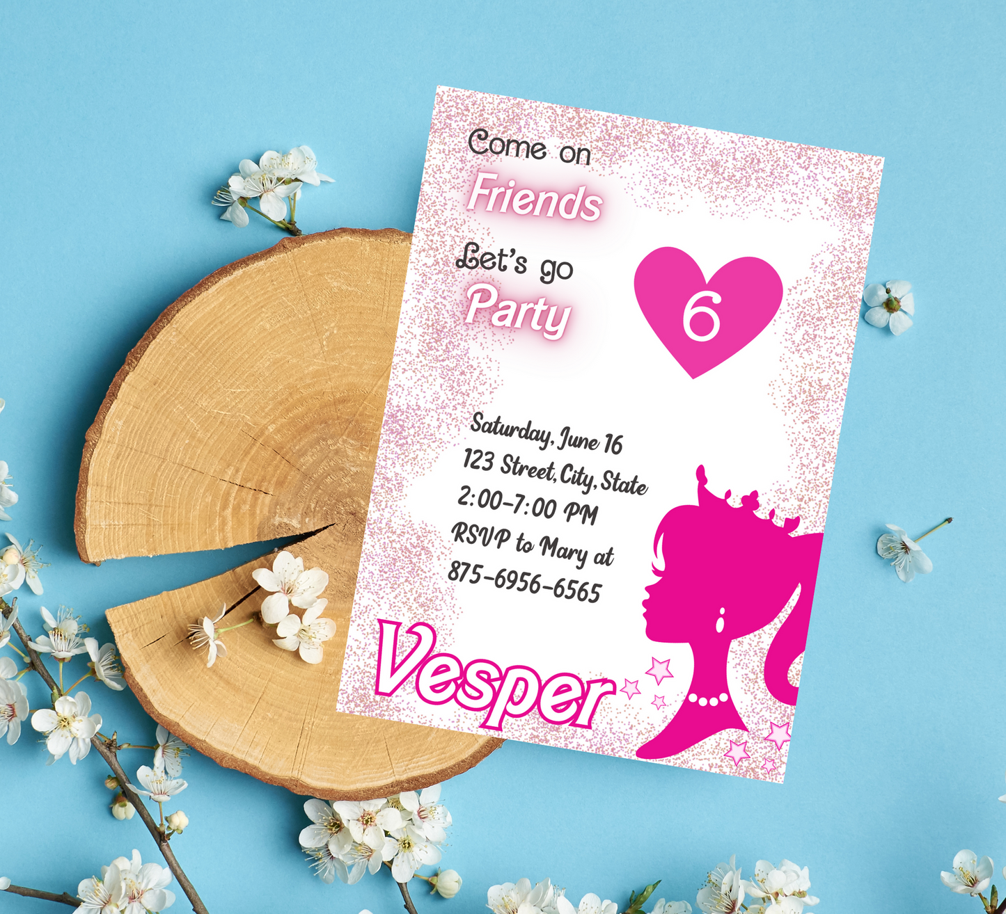 Barbie Pink Birthday Party Invitation | Girly Barbie Doll Theme | Printable Invite for Girls"