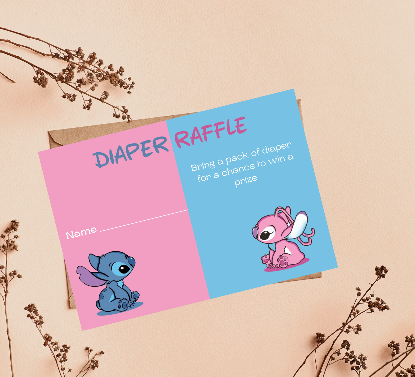 Stitch Gender Reveal Diaper Raffle Wipes Raffle Tickets: Cute & Practical Baby Shower Game