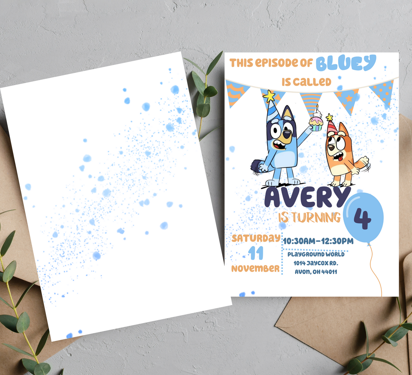 Bluey Birthday Invitation, Bluey & Bingo Birthday Invite, Digital Editable Bluey Template, Kids Birthday Invite, Digital Bluey Template