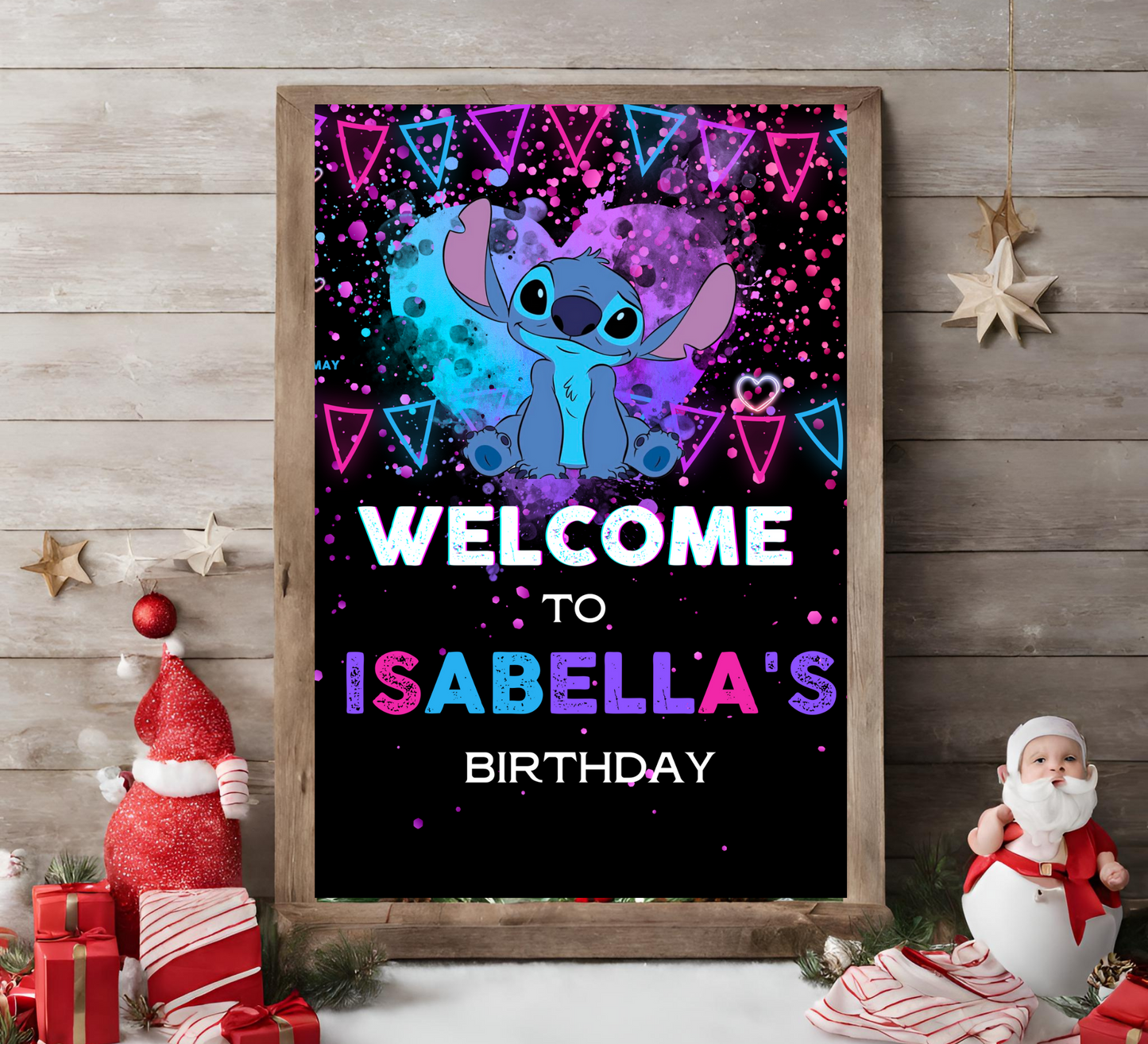 Stitch Welcome Neon Birthday Sign - Vibrant Party Decoration"