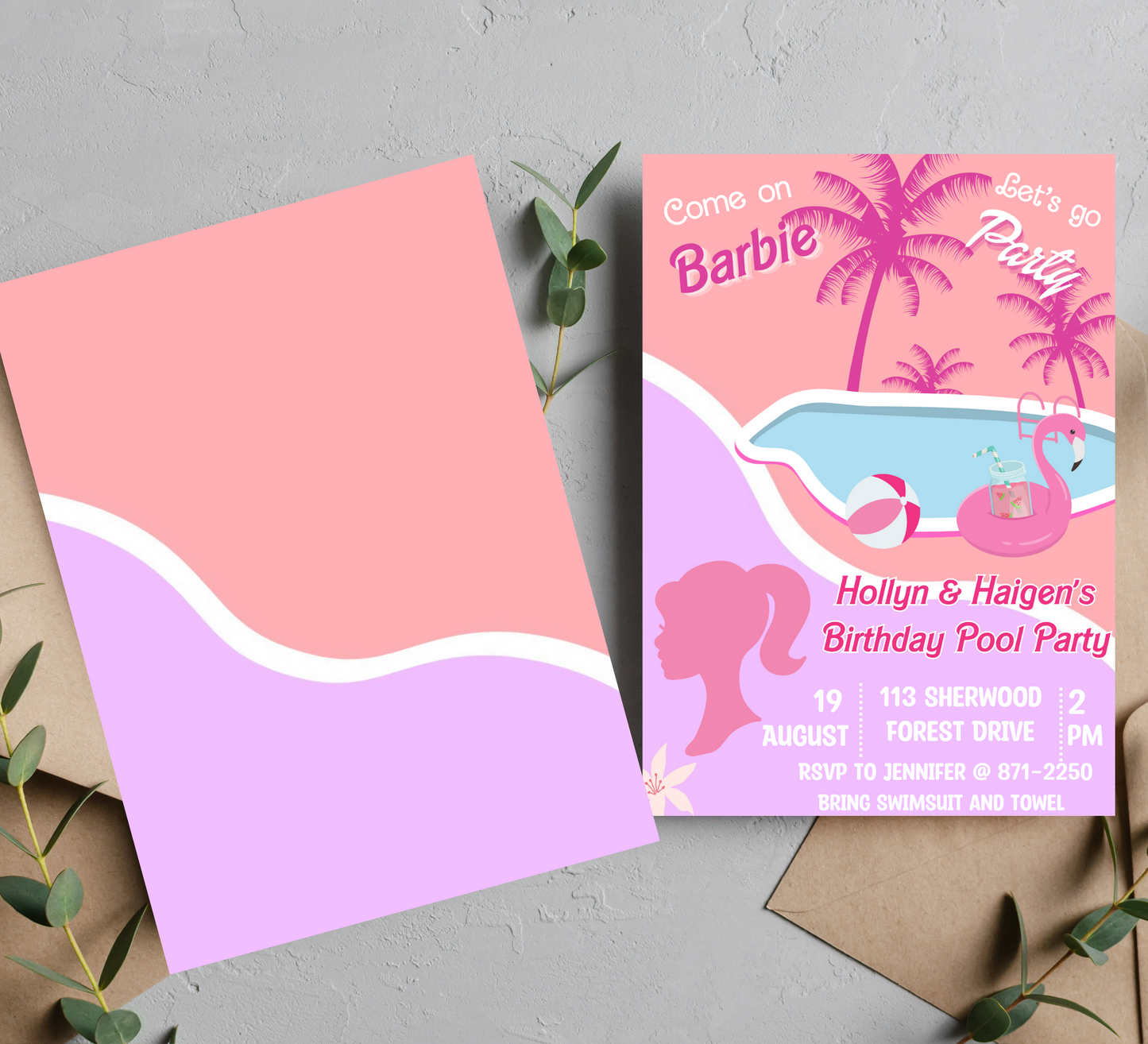 Barbie Pool Birthday Invitation | Splashy Celebration for a Fun-Filled Barbie Themed Pool Party