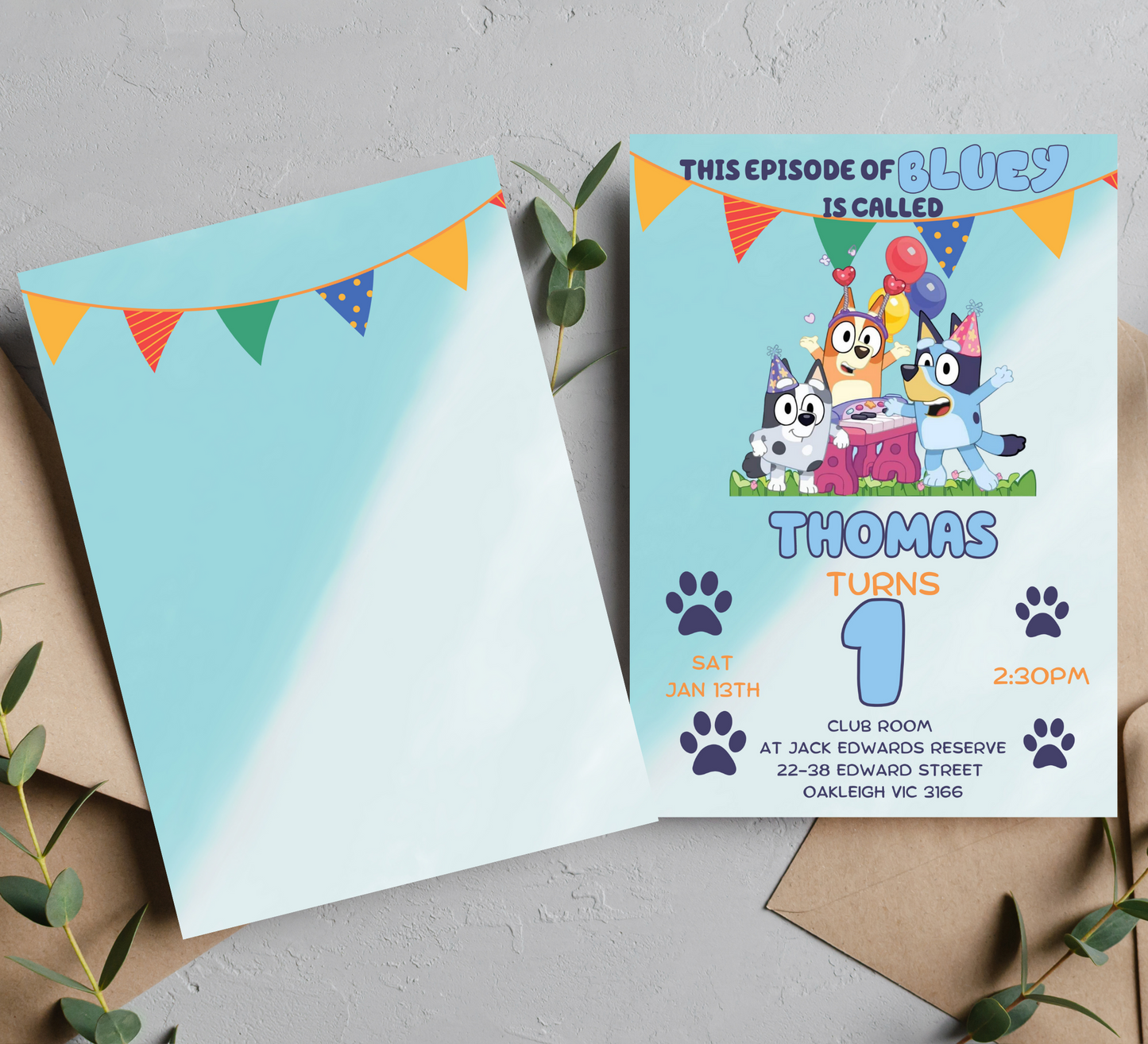 Bluey Birthday Invitation: Heeler Puppy Celebration at Your Fingertips