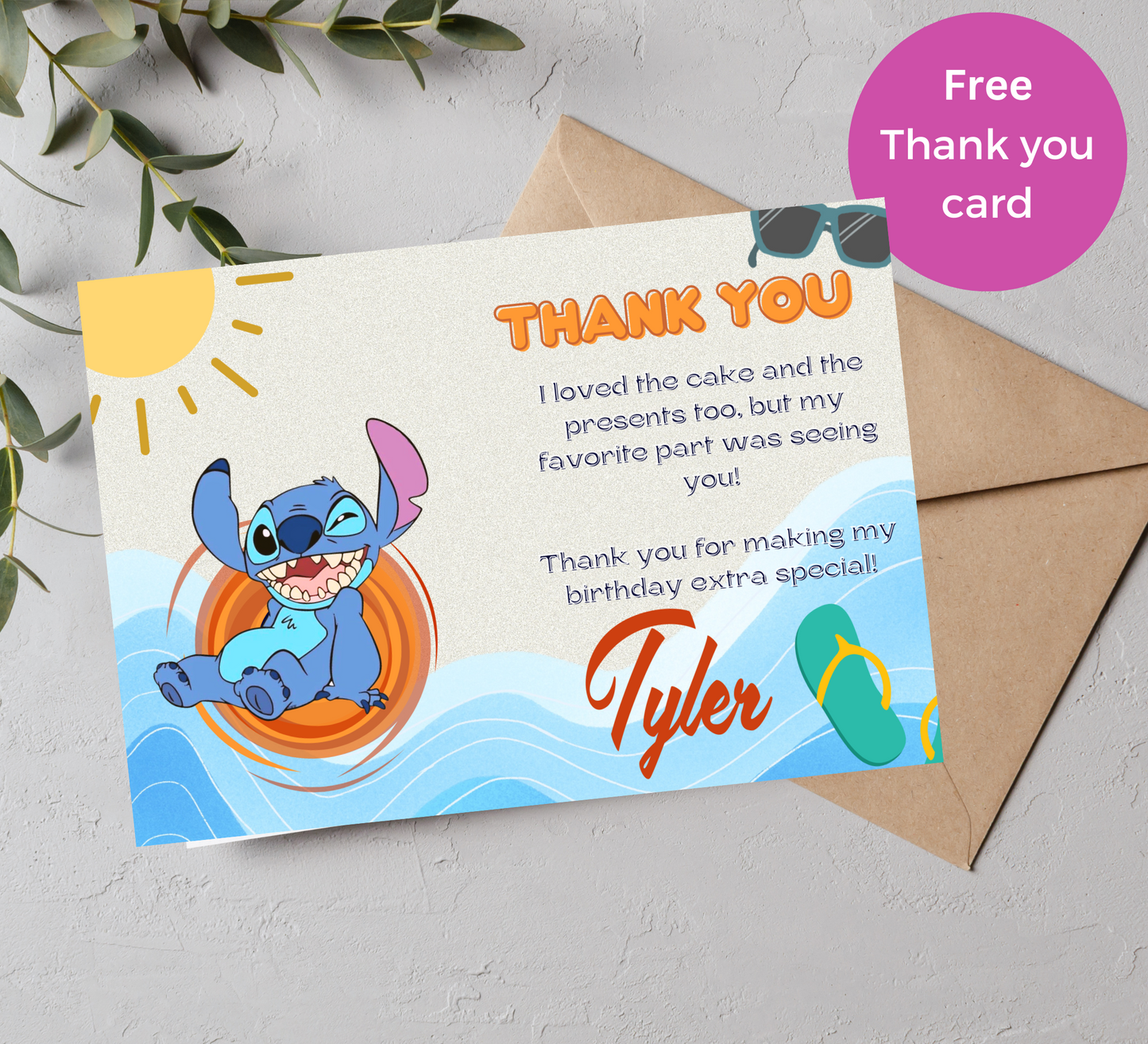 Stitch Pool Birthday Invitation | Orange Splash Theme