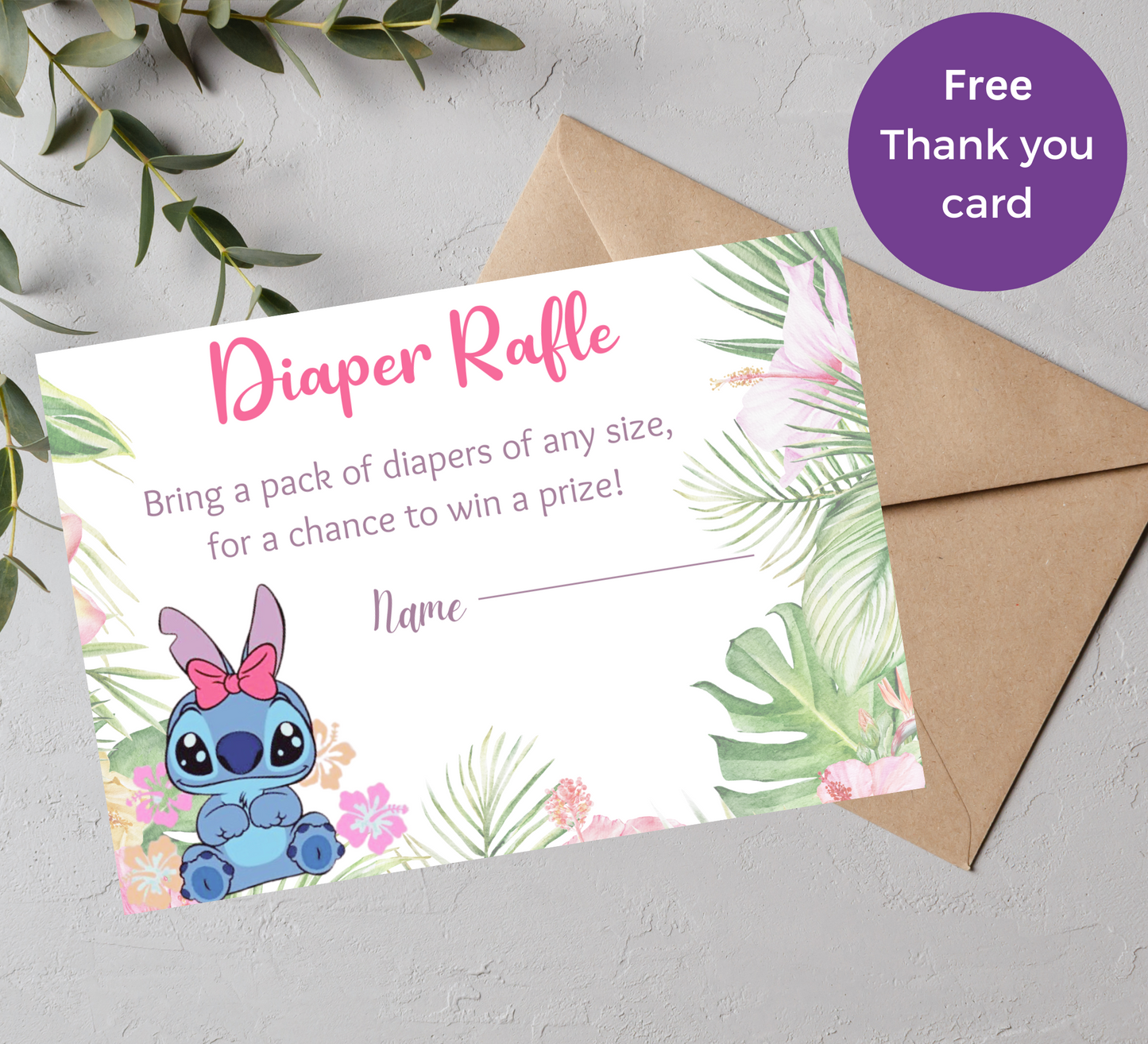 Baby Stitch Baby Shower Invitation | Ohana Tropical Hawaii Theme