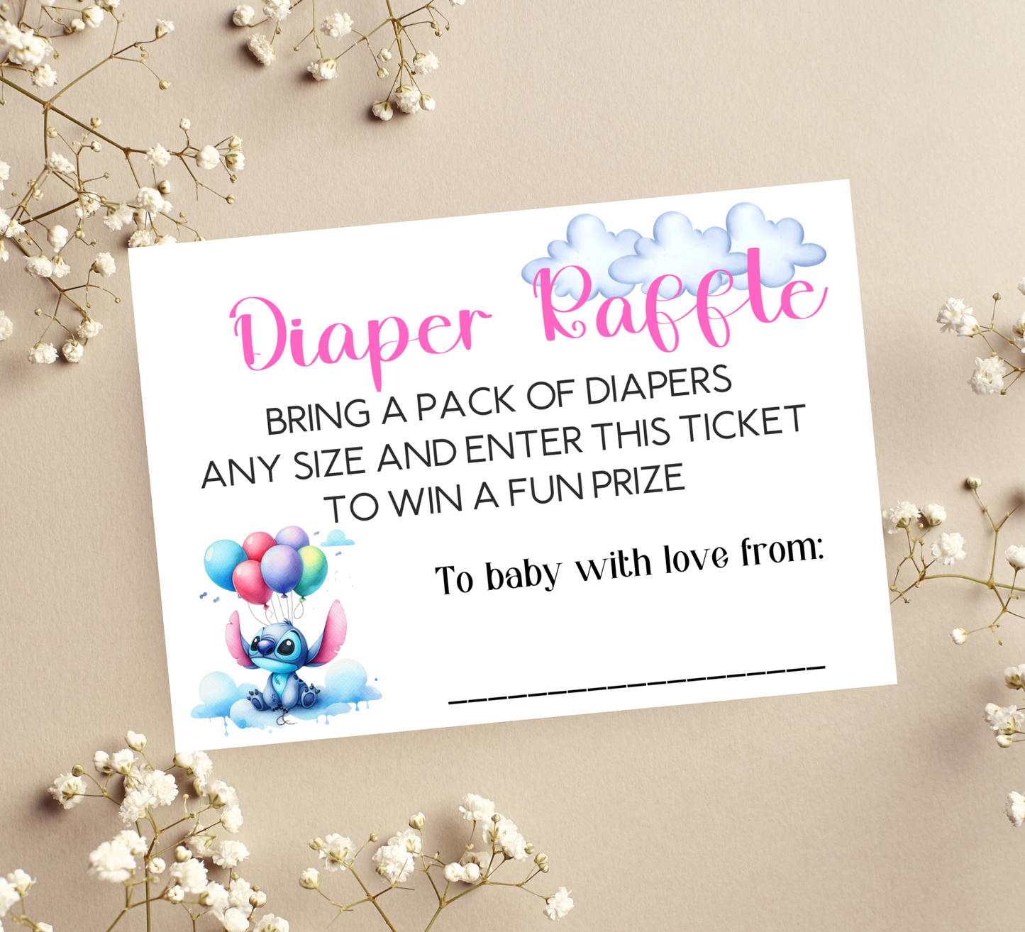 Editable Stitch Baby Shower Invitation Cloud Balloons Template, Stitch Baby Shower Invite, Printable Stitch Shower Invitation, Stitch Party Supplies