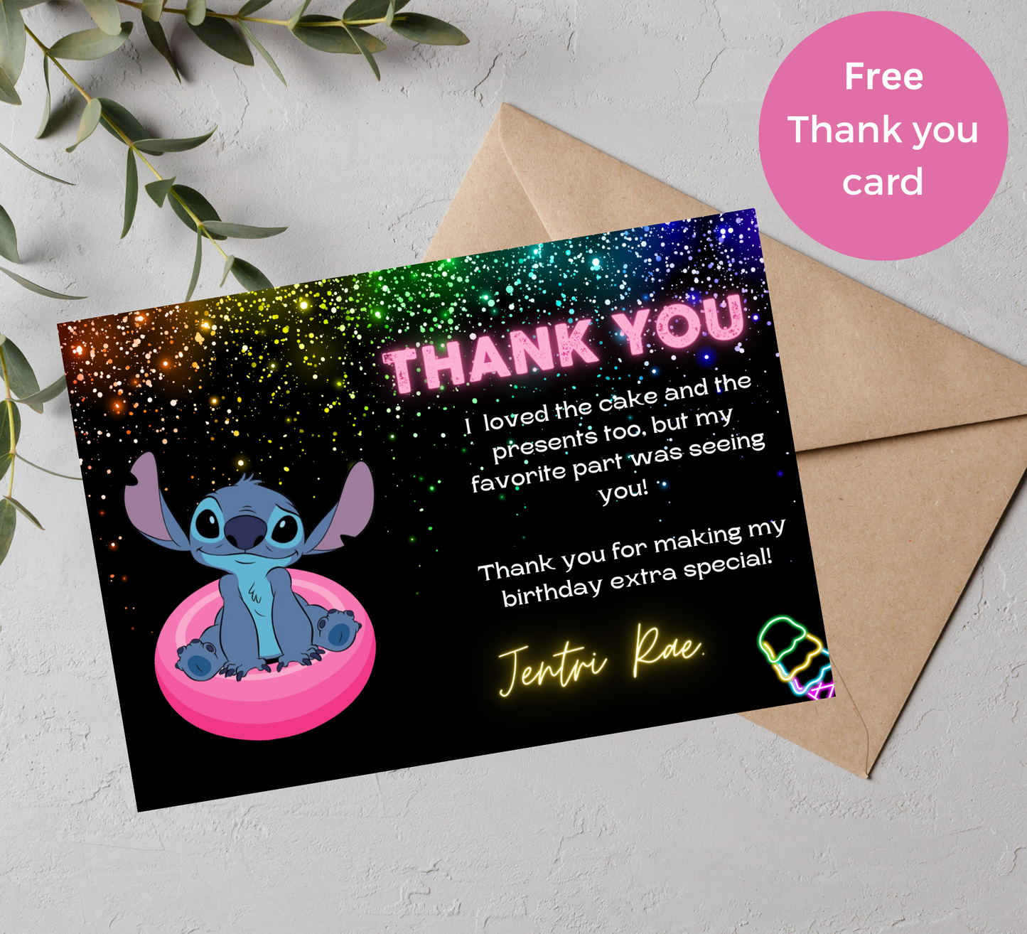 Stitch Neon Pool Birthday Invitation | Vibrant Tropical Celebration Theme