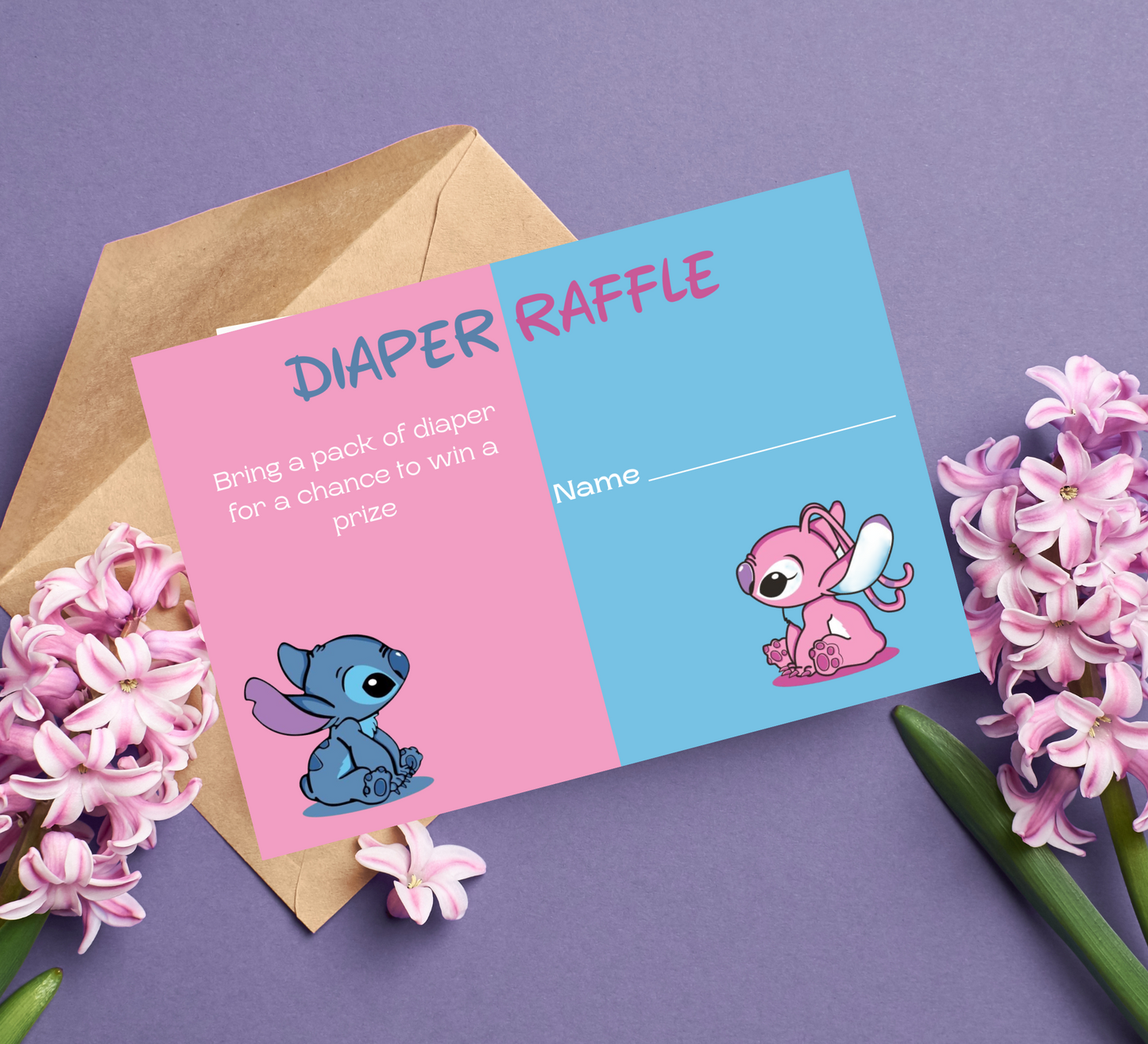 Stitch Gender Reveal Diaper Raffle Wipes Raffle Tickets: Cute & Practical Baby Shower Game