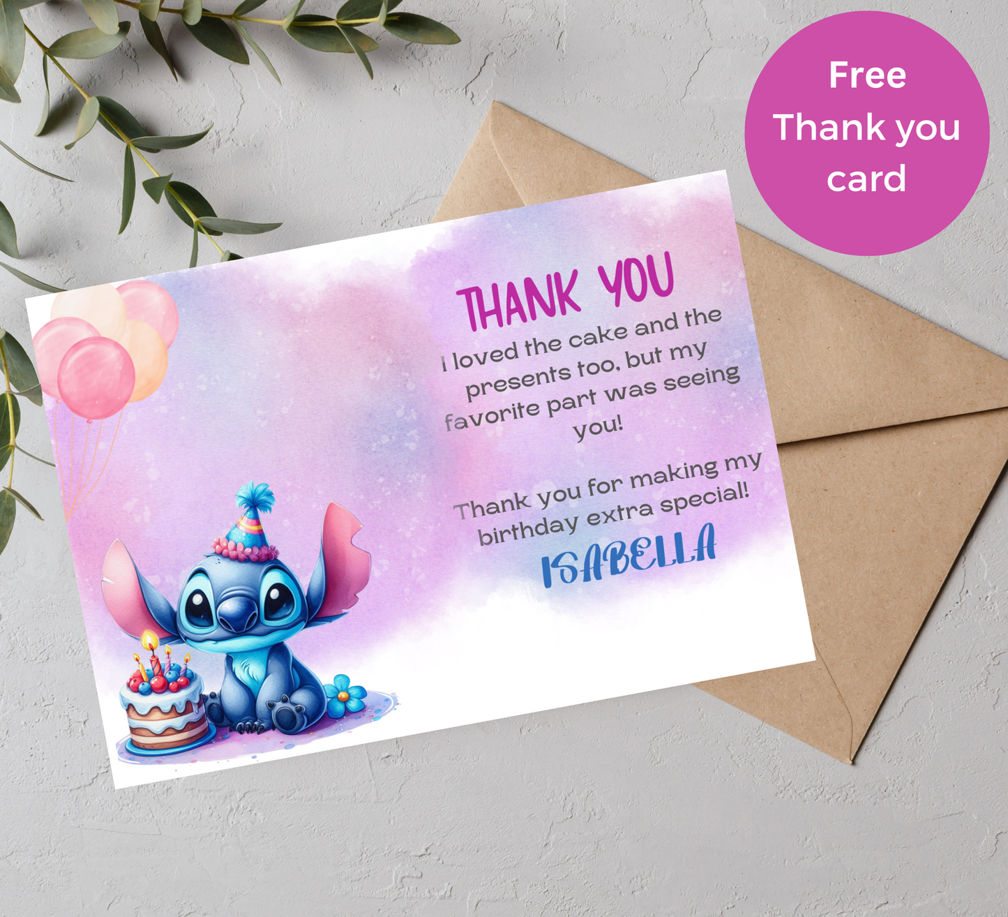 Editable Stitch Birthday Invitation and Favor Tag Template, Canva Editable Birthday Invitation, Lilo Stitch Angel Birthday Party Invitation