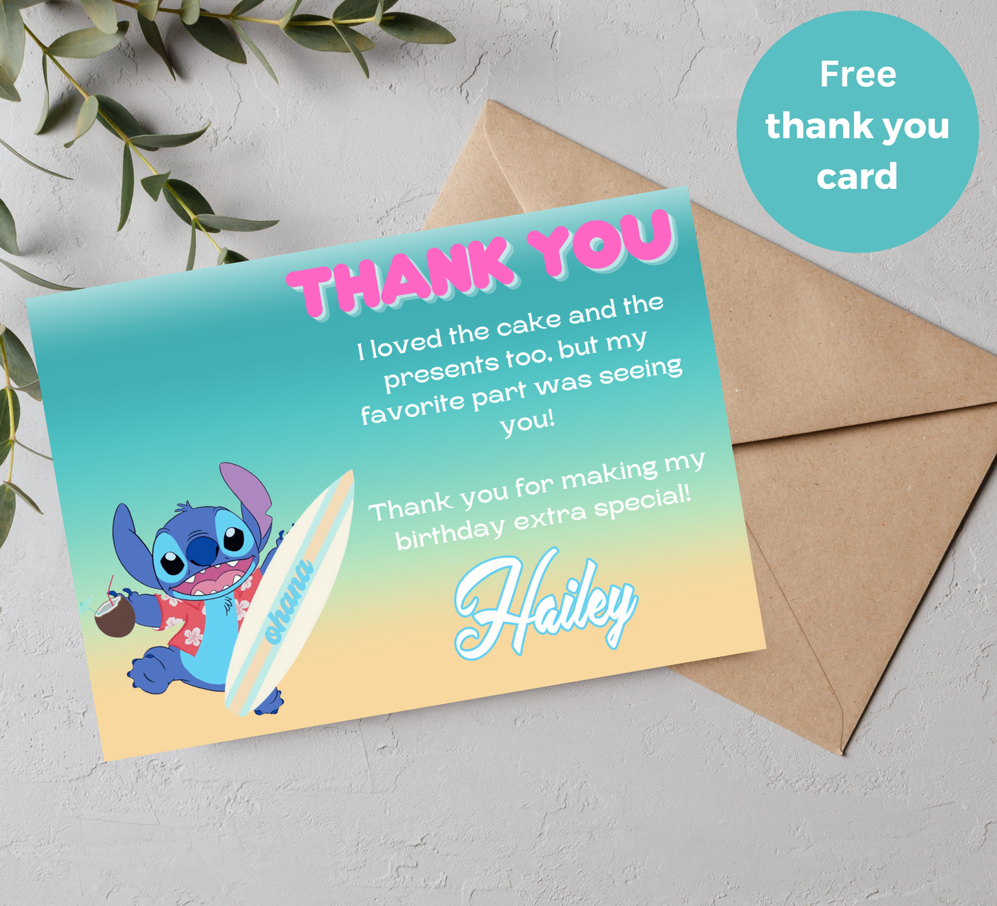 Stitch Splash Surf Ohana Birthday Invitation | Tropical Celebration