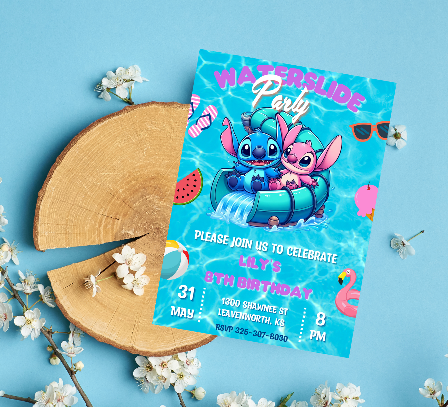 Stitch Waterslide Birthday Invitation | Stitch Pool Party Party Invitation | Instant Download | DIGITAL Editable Printable Invite