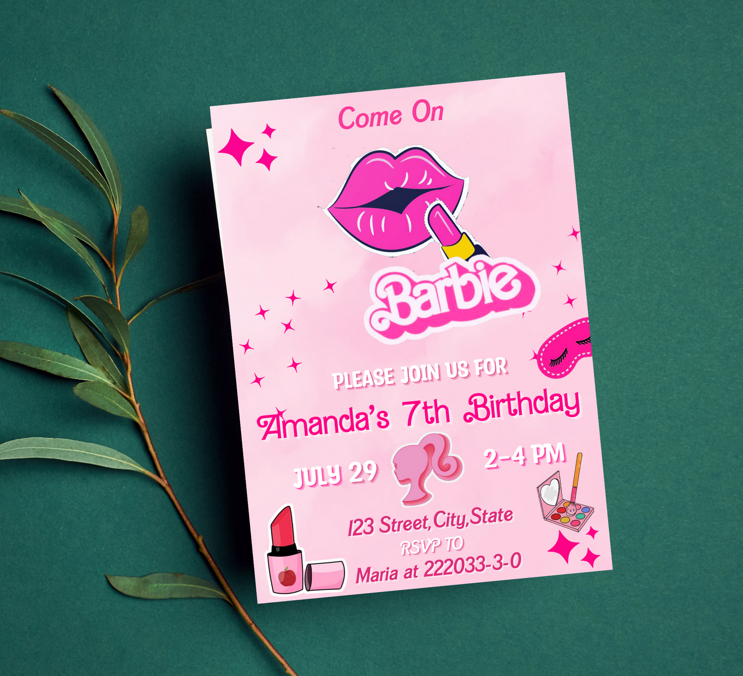 Barbie Spa Makeup Birthday Invitation: Pamper Party with Glamorous Fun for Barbie Fans and Fashionistas