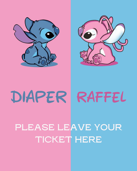 Stitch and Angel Gender Reveal Diaper Raffle Sign: Ohana Tropical Theme