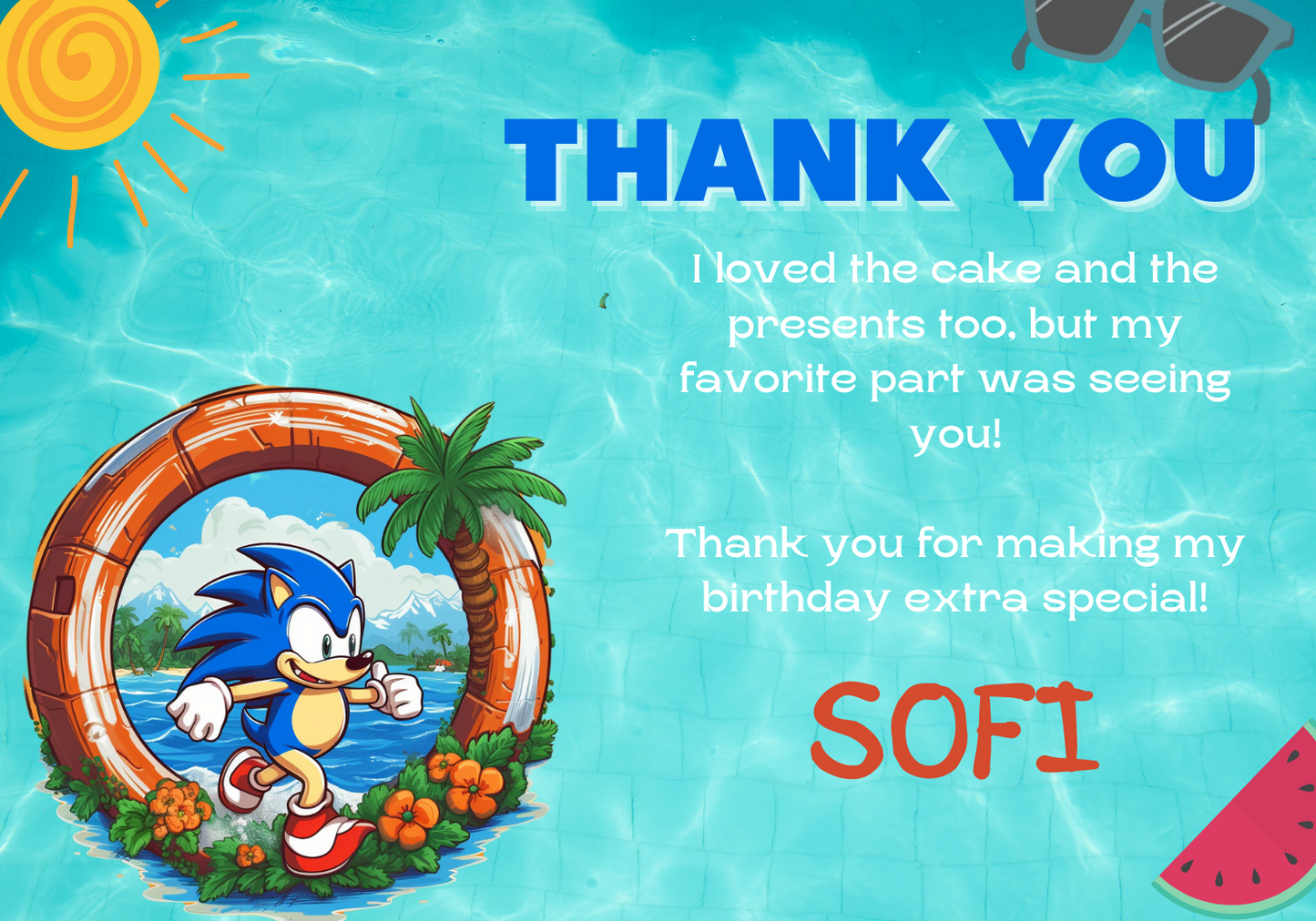 "Sonic the Hedgehog Pool Party Birthday Invitation | Sonic Splash Bash | Kids Summer Celebration Invite"