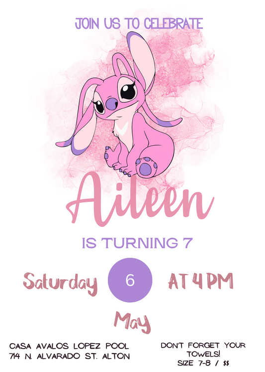 Stitch Angel Birthday Invitation: Heavenly Celebration for Your Little Angel's Special Day