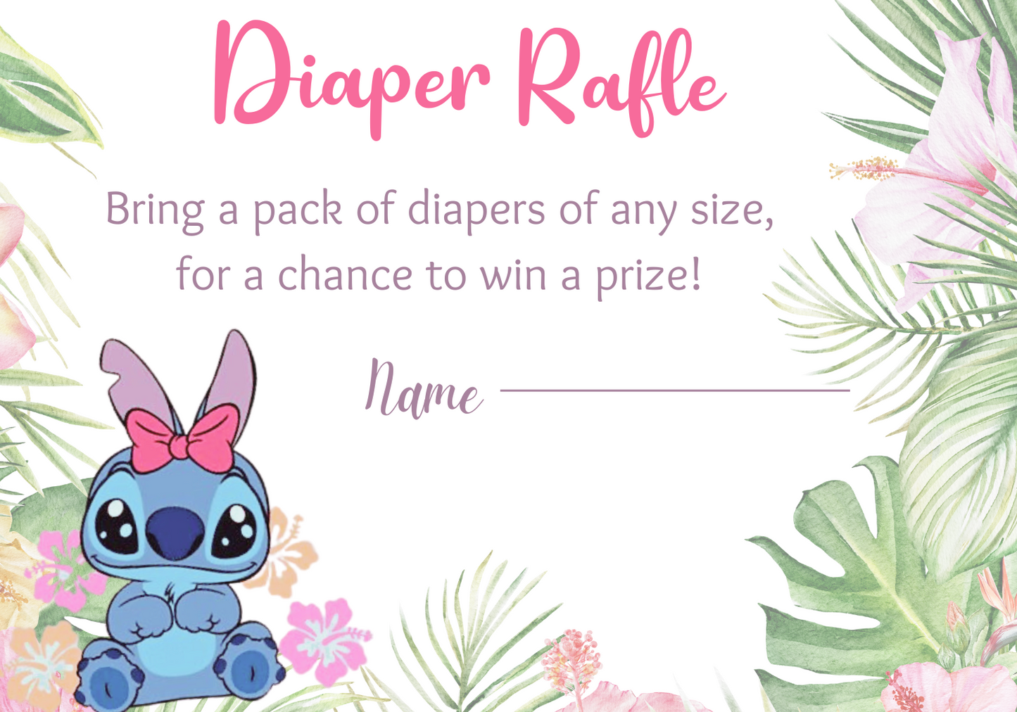 Baby Stitch Baby Shower Invitation | Ohana Tropical Hawaii Theme