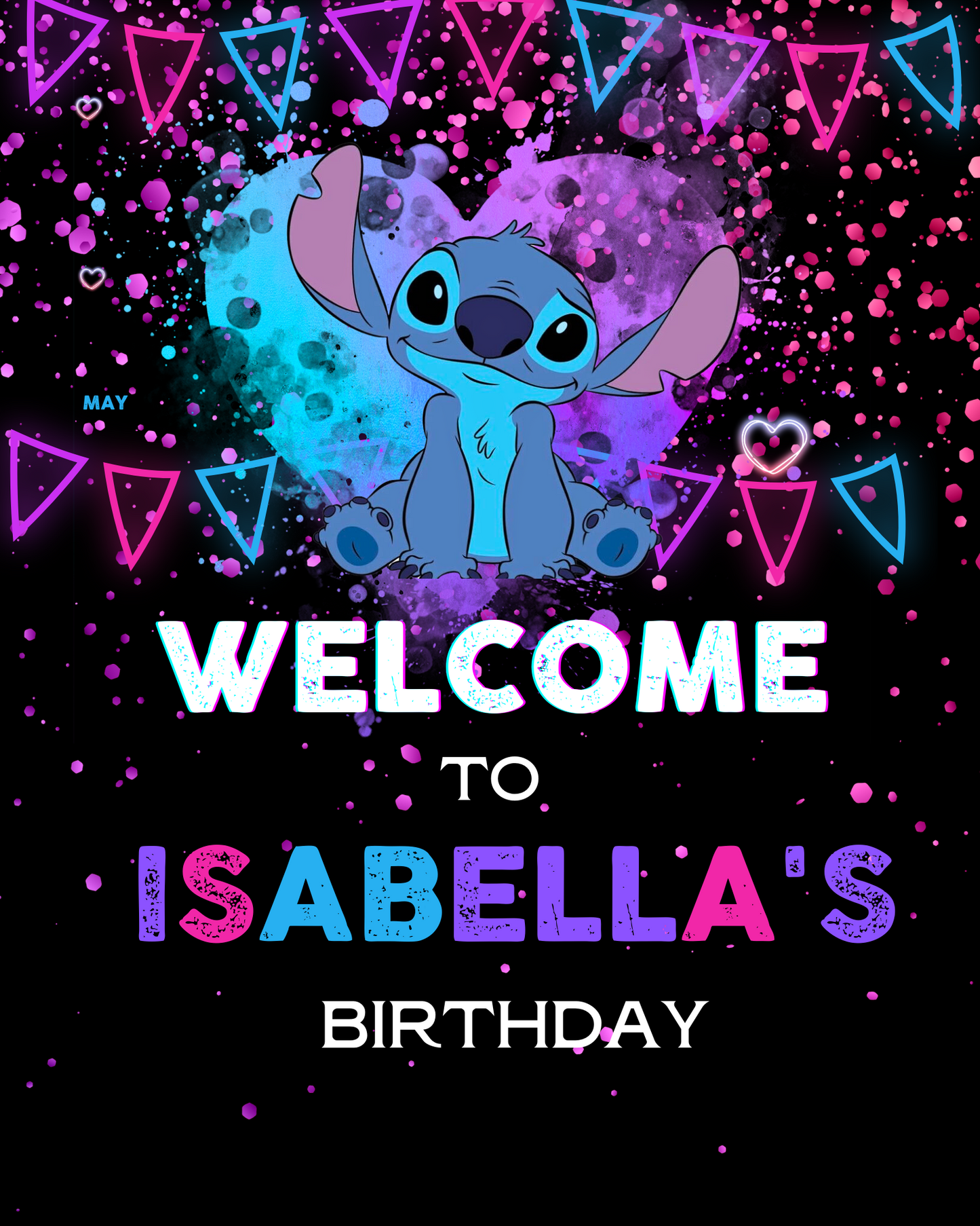 Stitch Welcome Neon Birthday Sign - Vibrant Party Decoration"