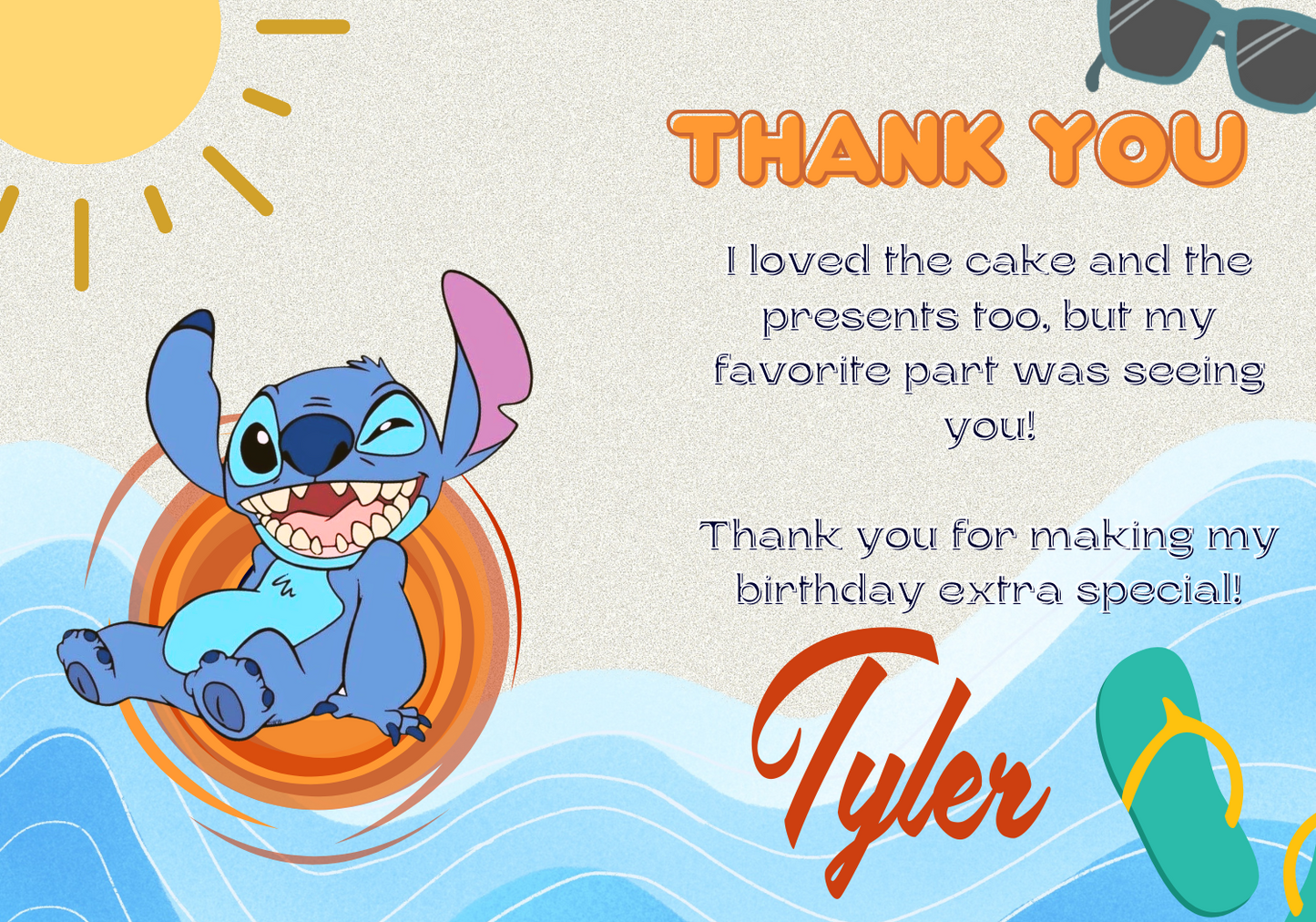 Stitch Pool Birthday Invitation | Orange Splash Theme