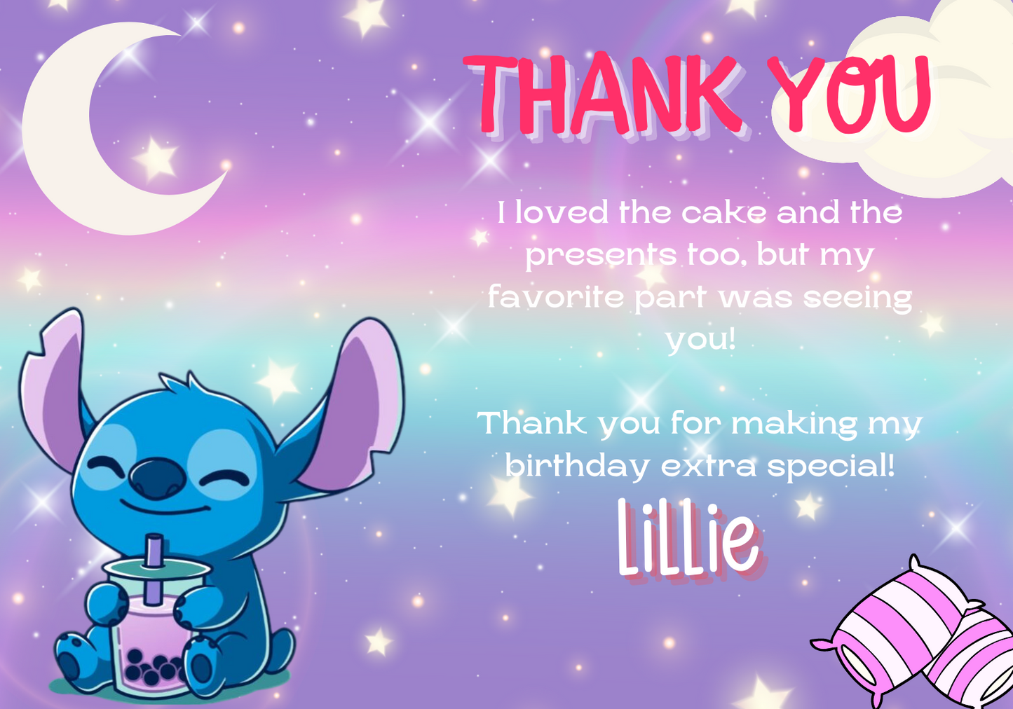 Stitch Sleepover Birthday Invitation | Bubble Tea Theme