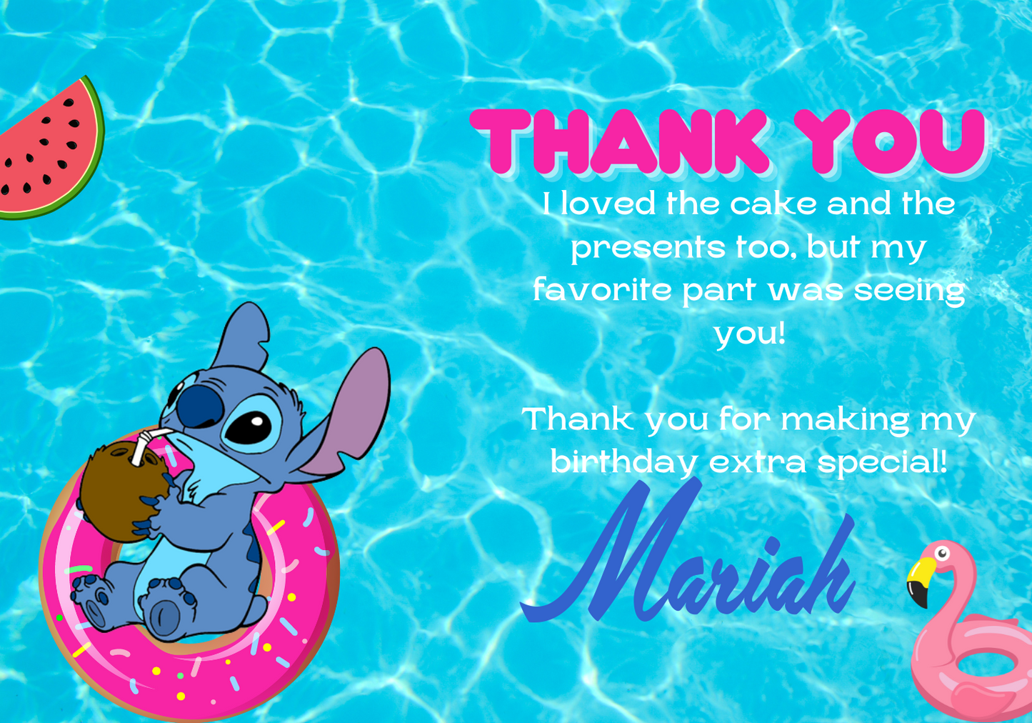 Stitch Pool Waterslide Birthday Invitation & Thank You Card Set | Summer Splash Celebration Duo